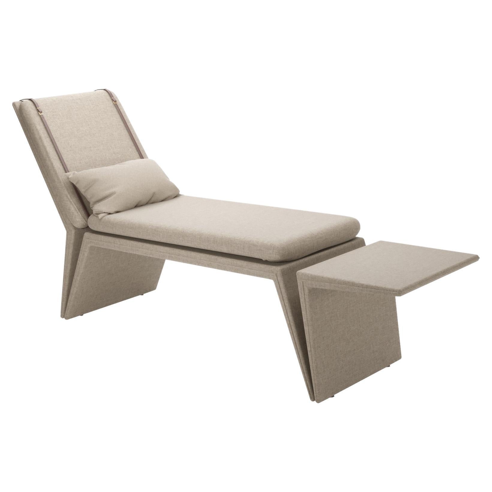 Natural Linen Modern Panama Chaise Longue For Sale