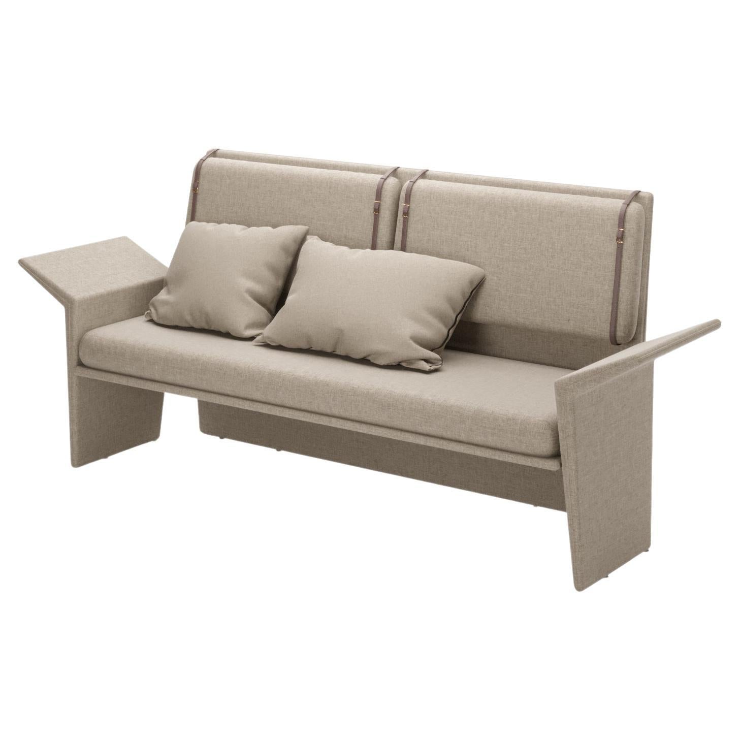 Modernes zweisitziges Panama-Sofa aus natürlichem Leinen im Angebot