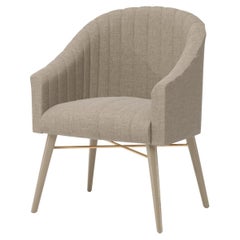 Natural Linen Modern Uphostery Dining Chair w/ Feet
