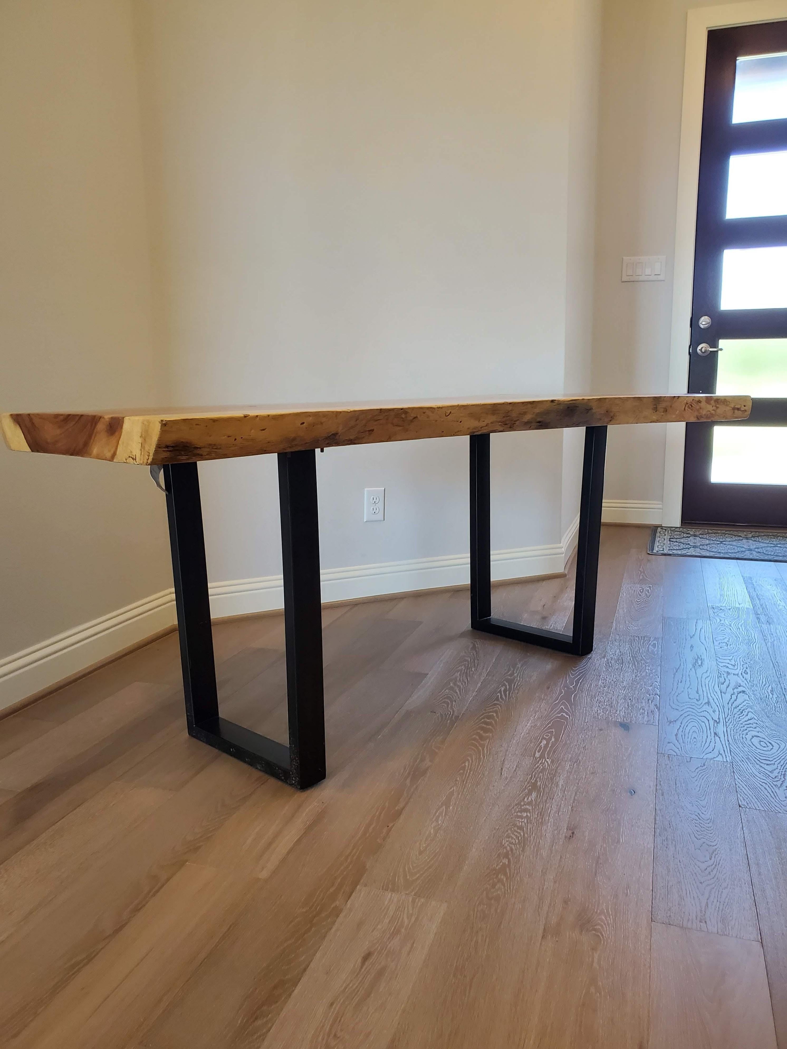 Industrial Rustic Modern Natural Live Edge Ash Wooden Slab Table or Desk For Sale 4