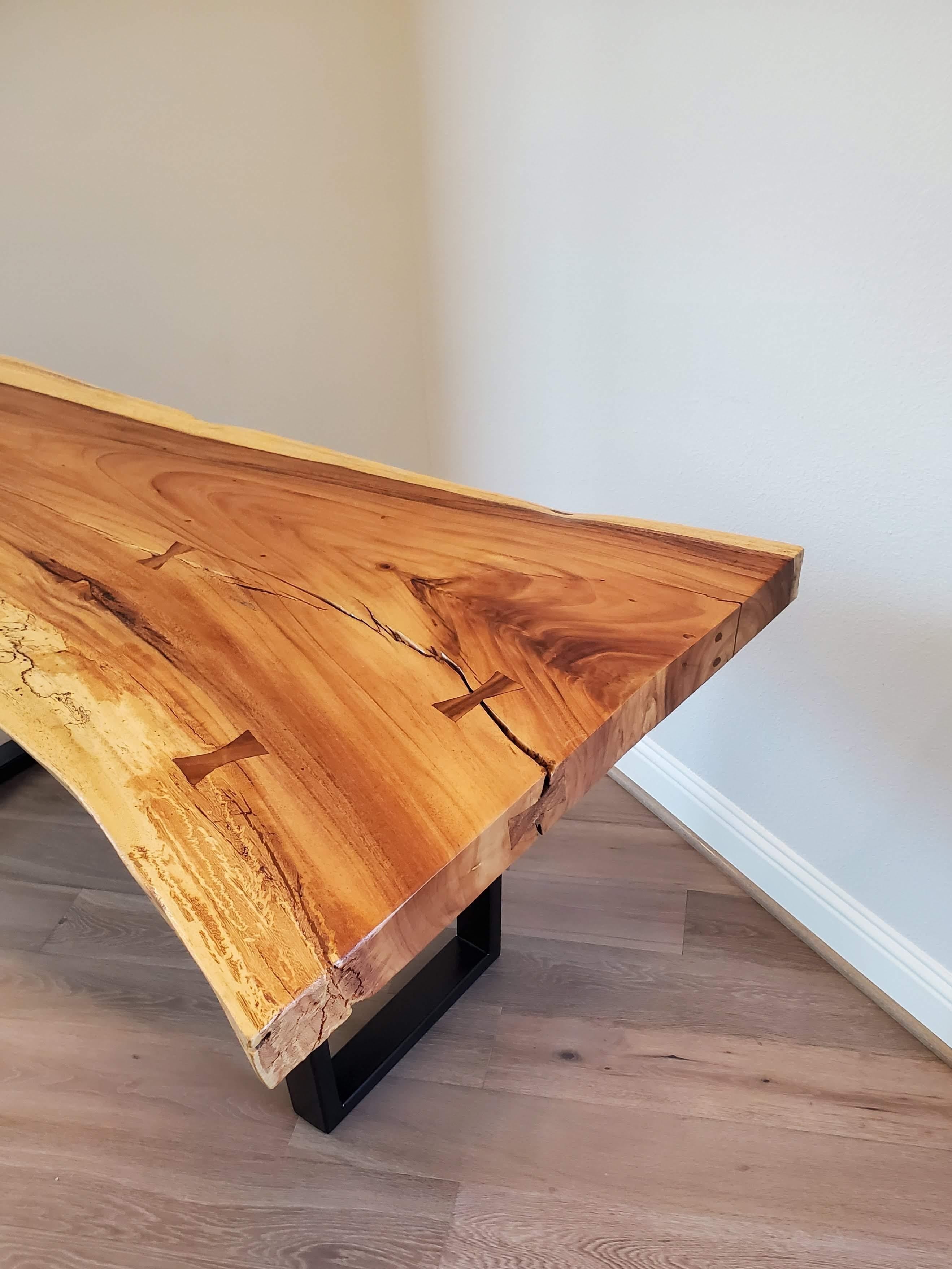 Industrial Rustic Modern Natural Live Edge Ash Wooden Slab Table or Desk For Sale 6