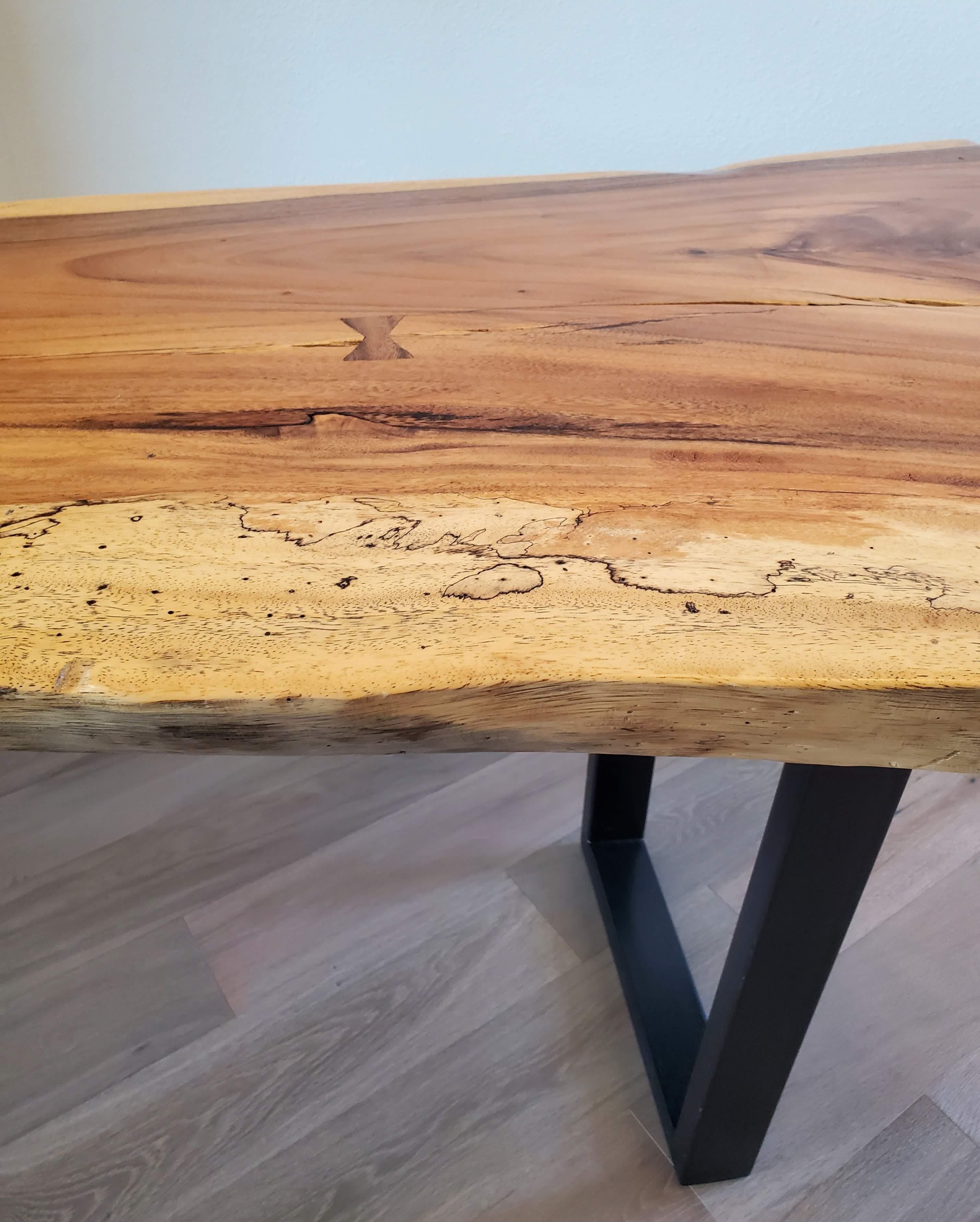 Industrial Rustic Modern Natural Live Edge Ash Wooden Slab Table or Desk For Sale 7