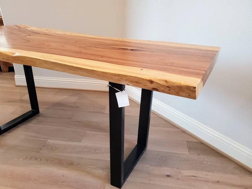 20th Century Natural Live Edge Highly Figured Inlaid Ash Slab Table For Sale