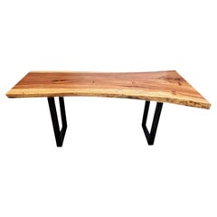 Natural Live Edge Highly Figured Inlaid Ash Slab Table