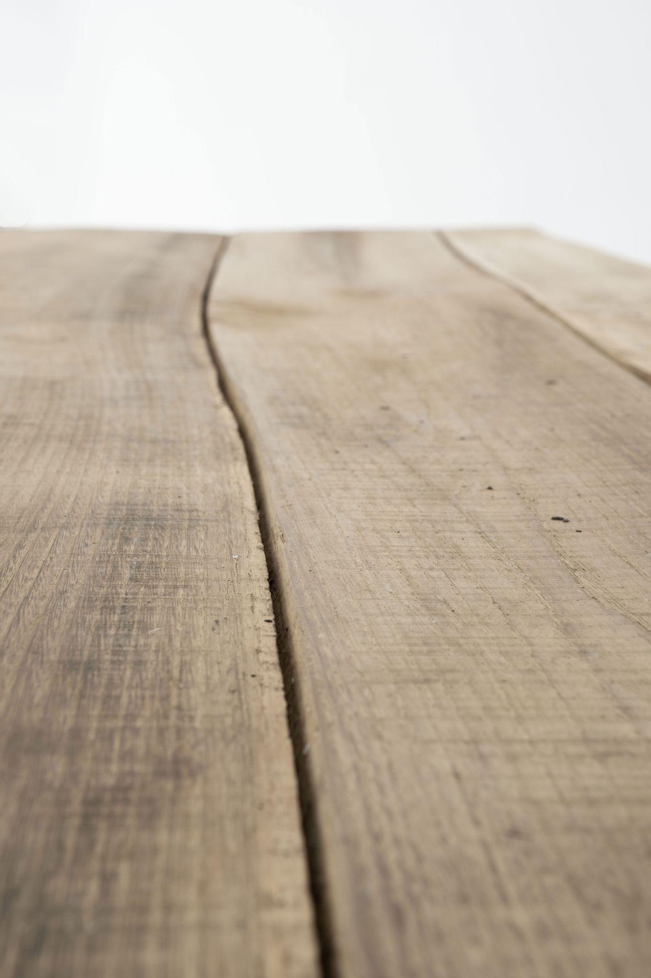 Belgian Natural Live-Edge Rectangular-Shape Table Raised Upon Rustic Wooden Trestle Base For Sale