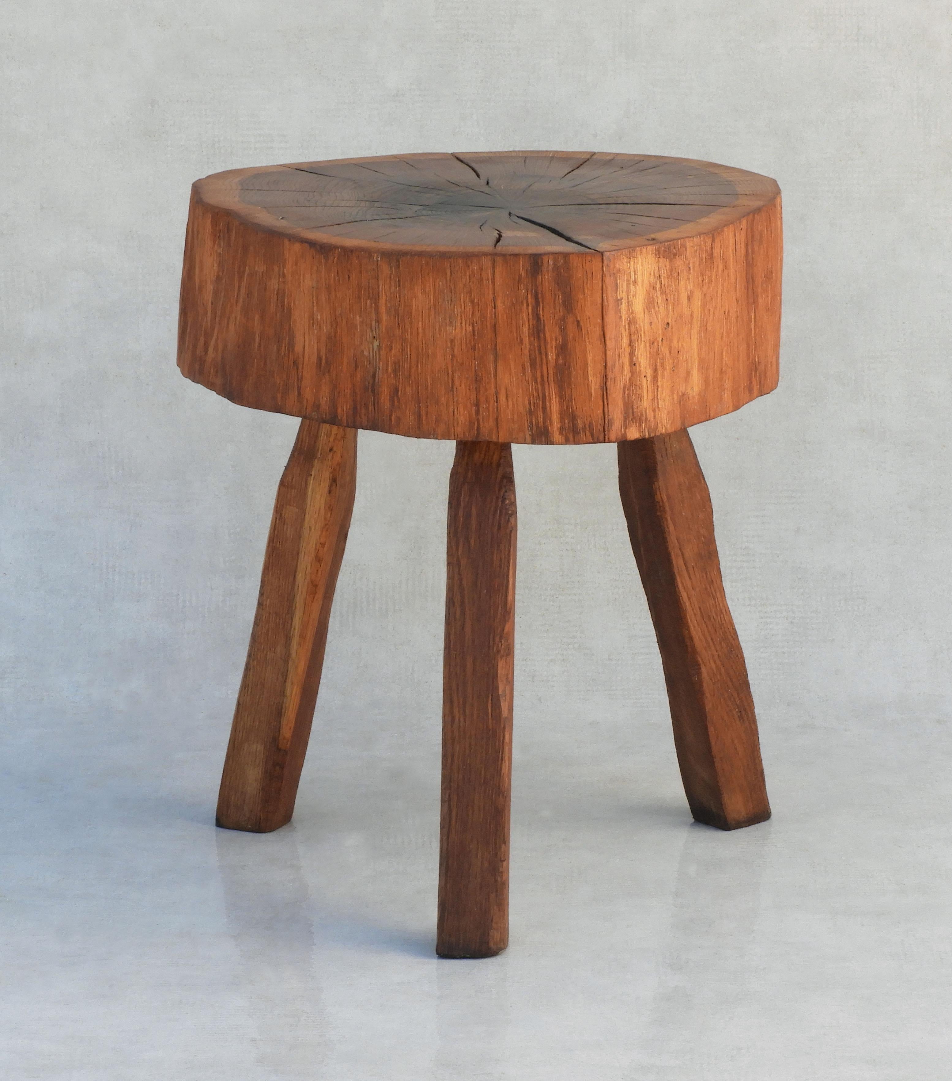 French Natural Live Edge Tripod Table France Late 20th Century