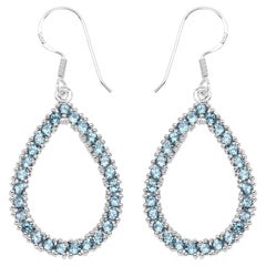 Pendientes colgantes de topacio azul de Londres natural 4,30 quilates Plata rodiada