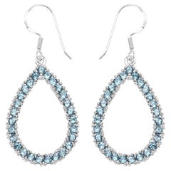 Pendants d'oreilles en argent plaqué rhodium avec topaze bleue naturelle de Londres de 4,30 carats