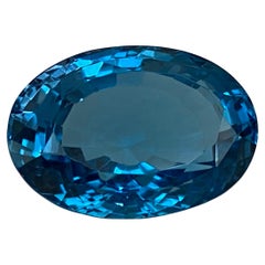 Vintage Natural London Blue Topaz Gemstone21.23 Ct Oval Mixed Cut.