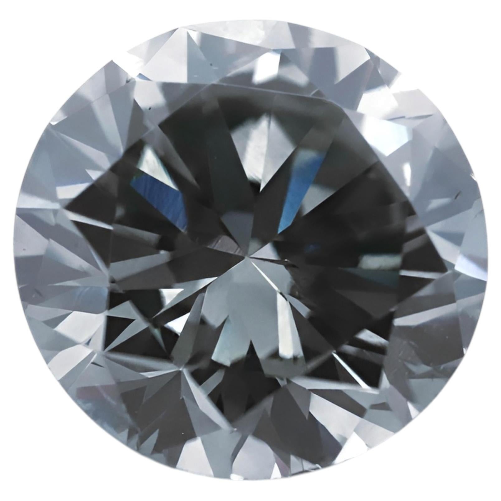Diamante natural suelto de 0,44 ct, talla brillante redonda, color gris fantasía, calidad VS, con tono azulado, certificado por la GIA