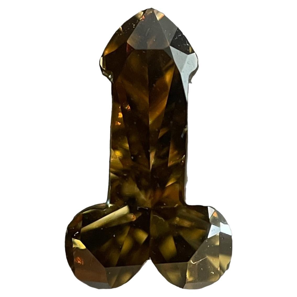 Diamant brut de 1,40 carat de couleur brune VS2 taille pénis en vente