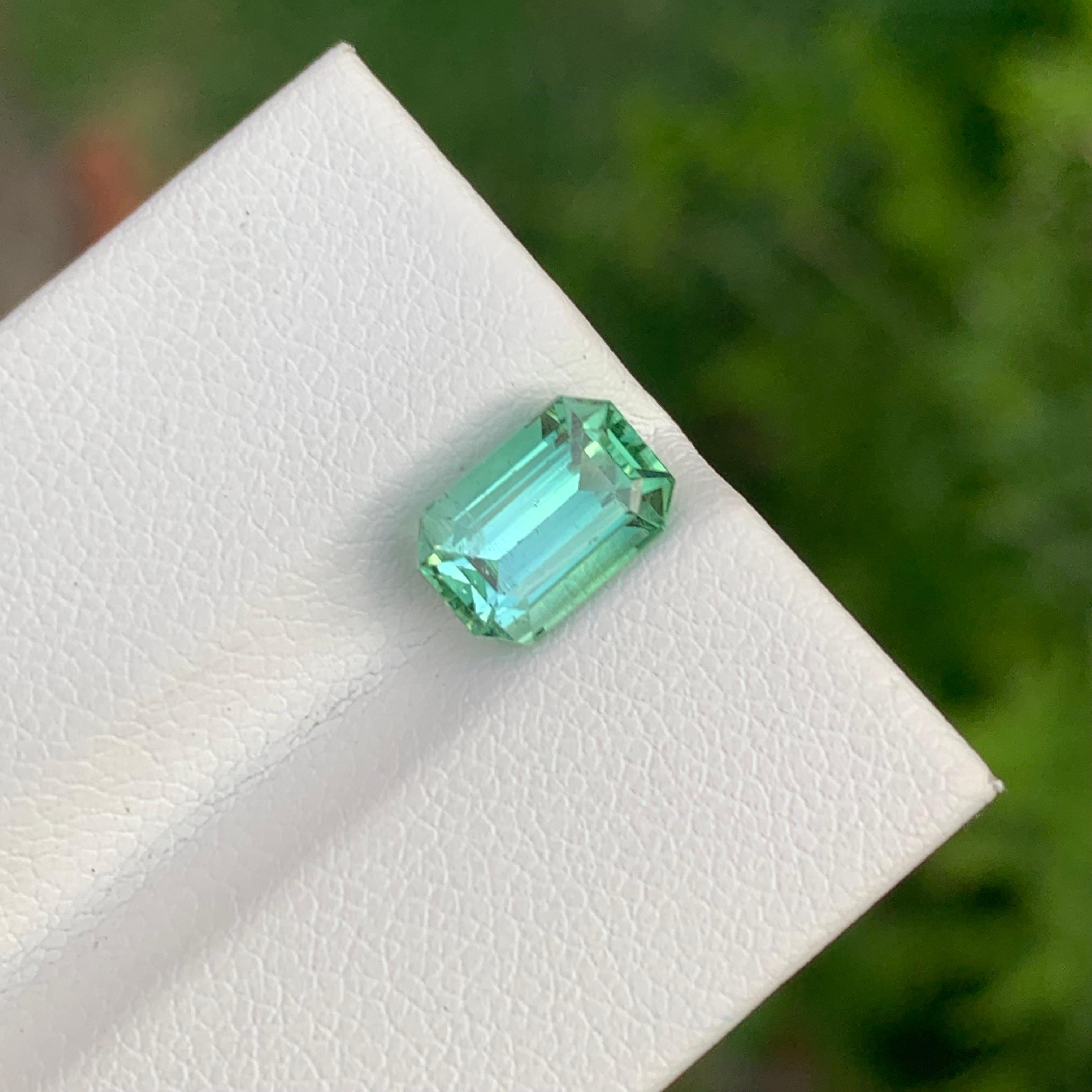 Arts and Crafts Natural Loose 2.00 Carat Mint Tourmaline Emerald Shape Gem For Jewellery For Sale