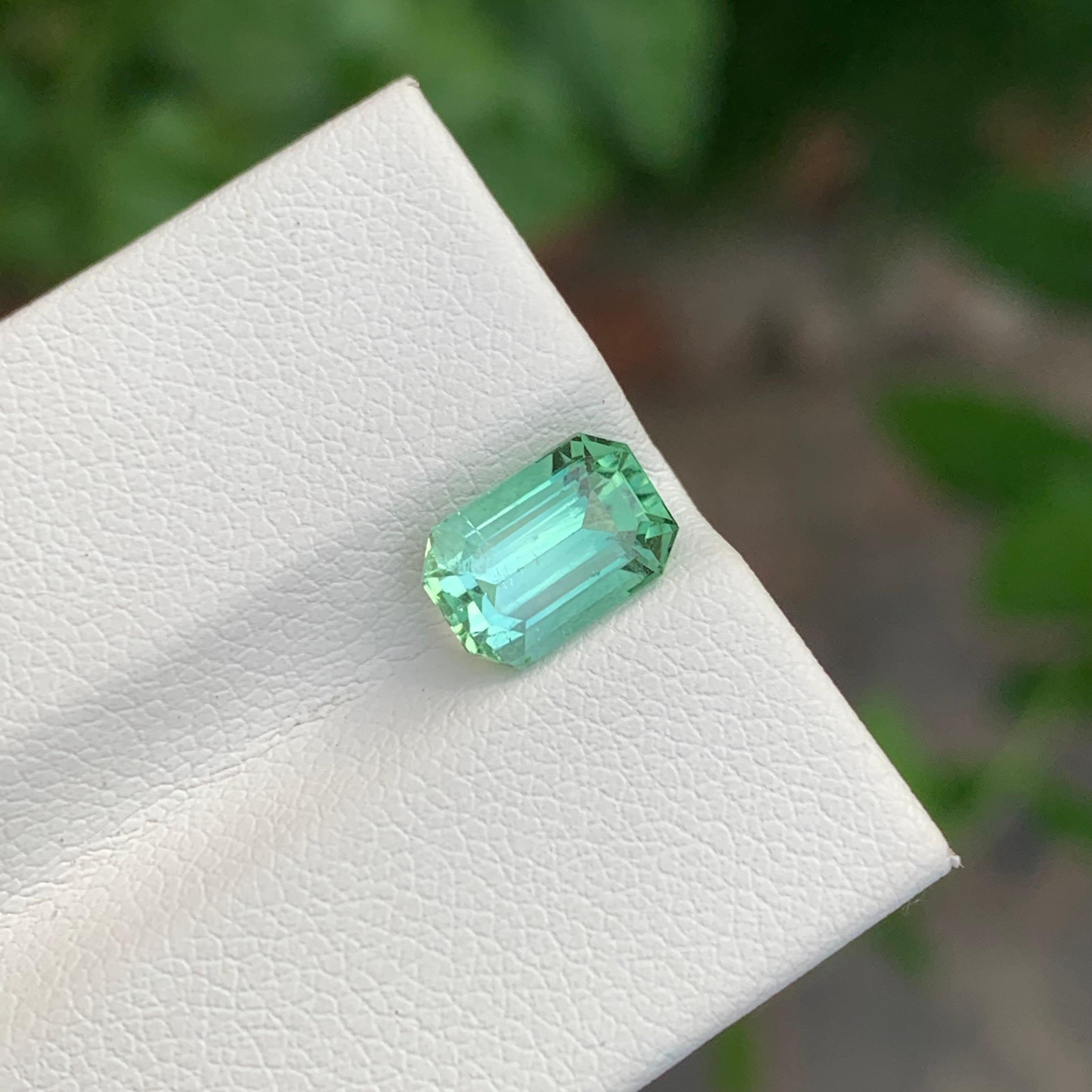 Emerald Cut Natural Loose 2.00 Carat Mint Tourmaline Emerald Shape Gem For Jewellery For Sale