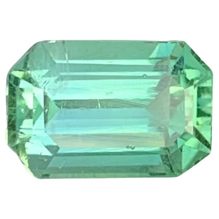 Natural Loose 2.00 Carat Mint Tourmaline Emerald Shape Gem For Jewellery