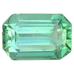 Natural Loose 2.00 Carat Mint Tourmaline Emerald Shape Gem For Jewellery
