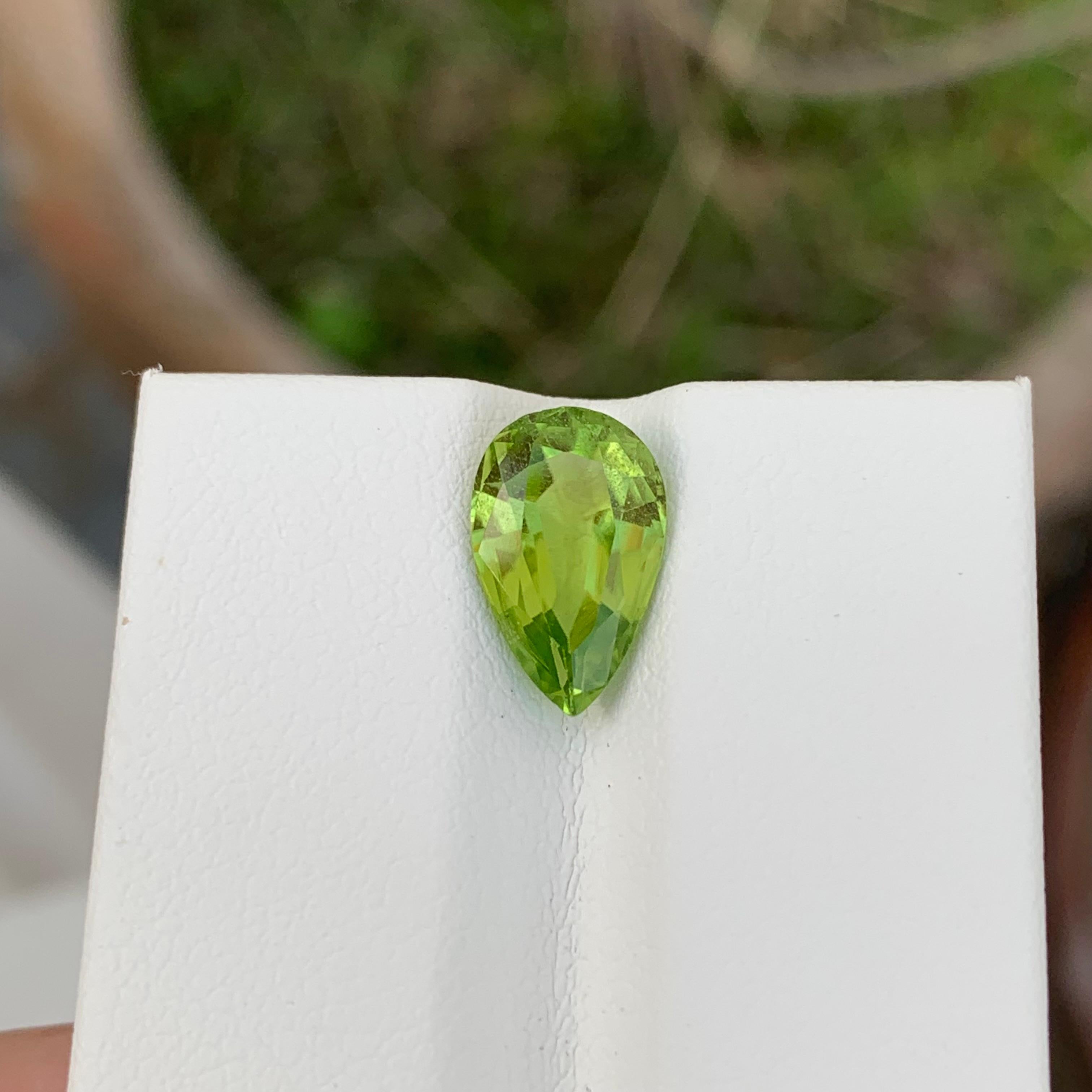 Arts and Crafts Natural Loose 2.55 Carat Peridot Pear Shape Gem For Jewellery Making  For Sale