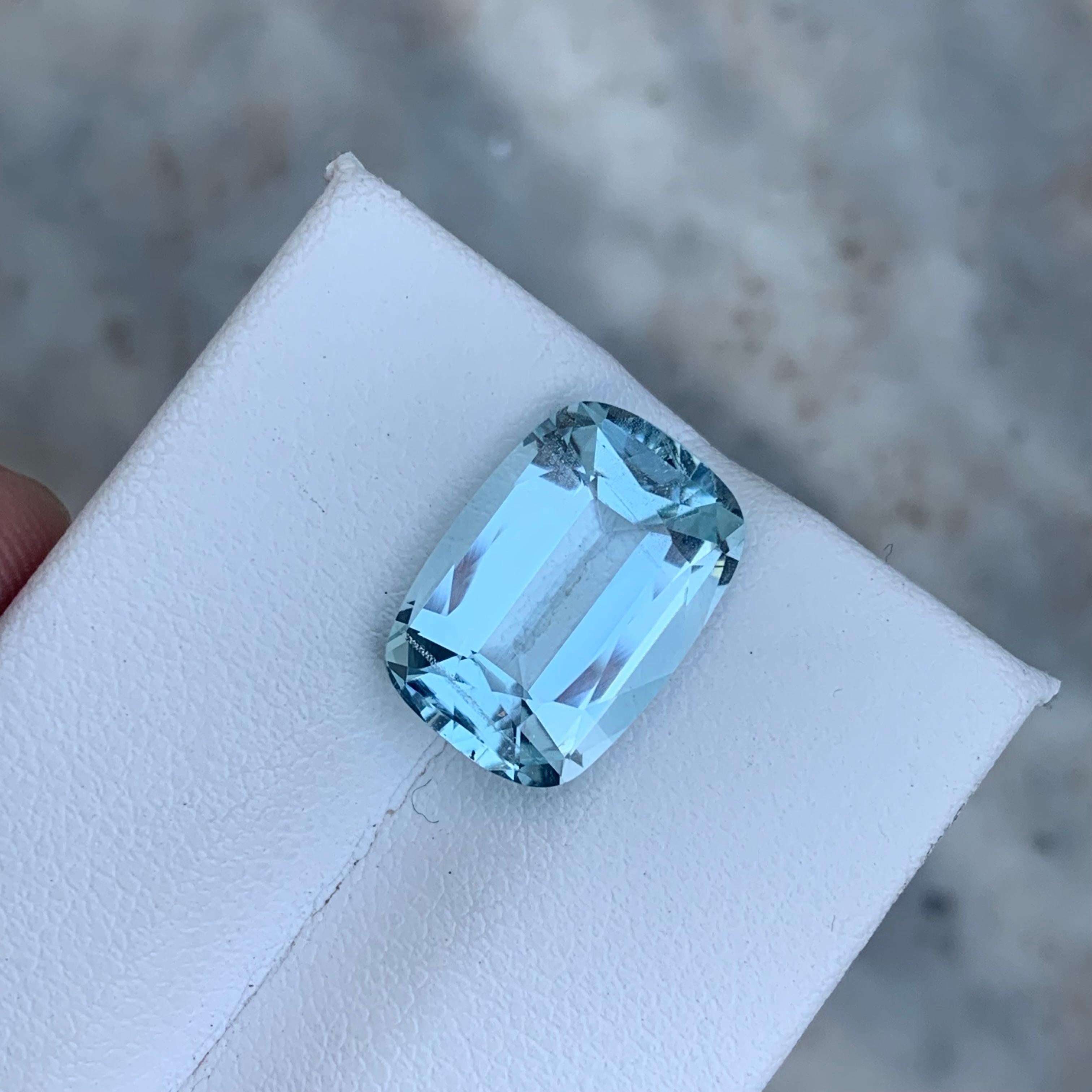 Aguamarina natural suelta de 5,70 quilates cojín largo piedra de nacimiento de marzo Artes y manualidades en venta