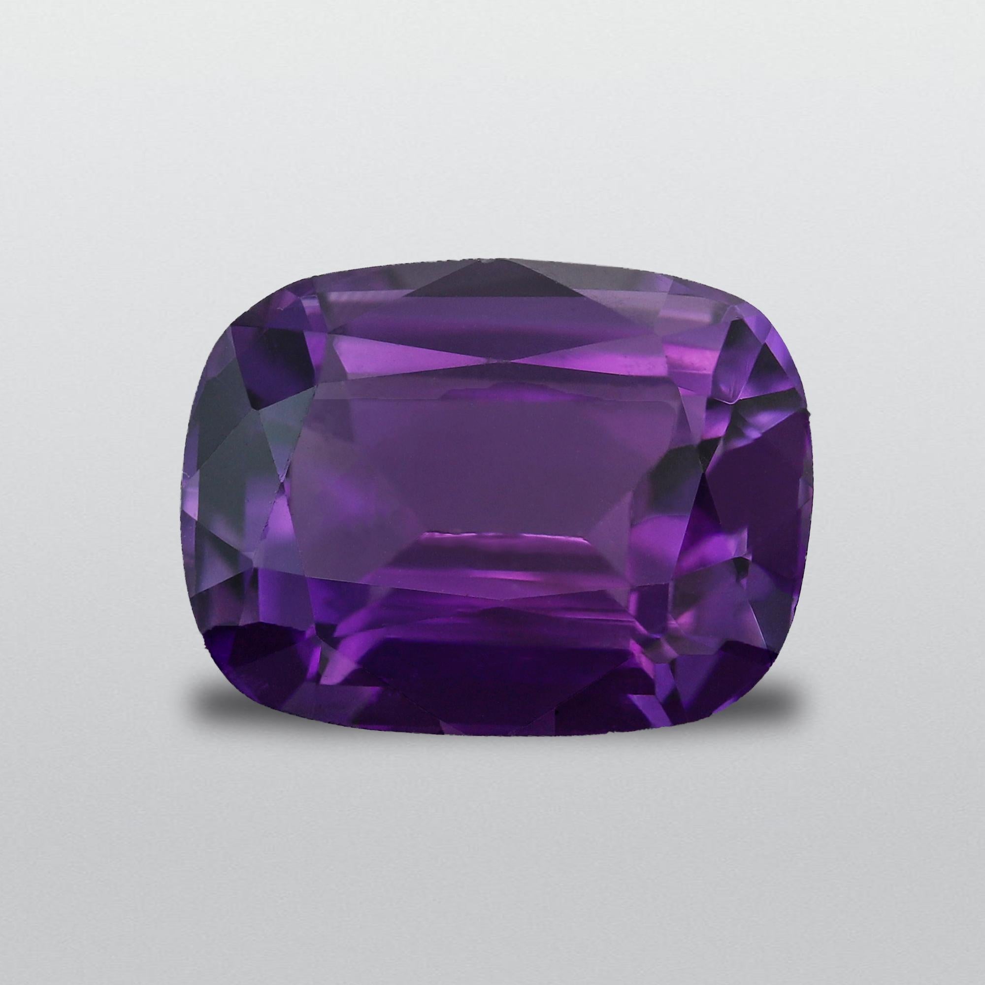 Women's or Men's 5.90 Carat Natural Loose Amethyst Stone Cushion Cut Brazilian Gemstone For Sale