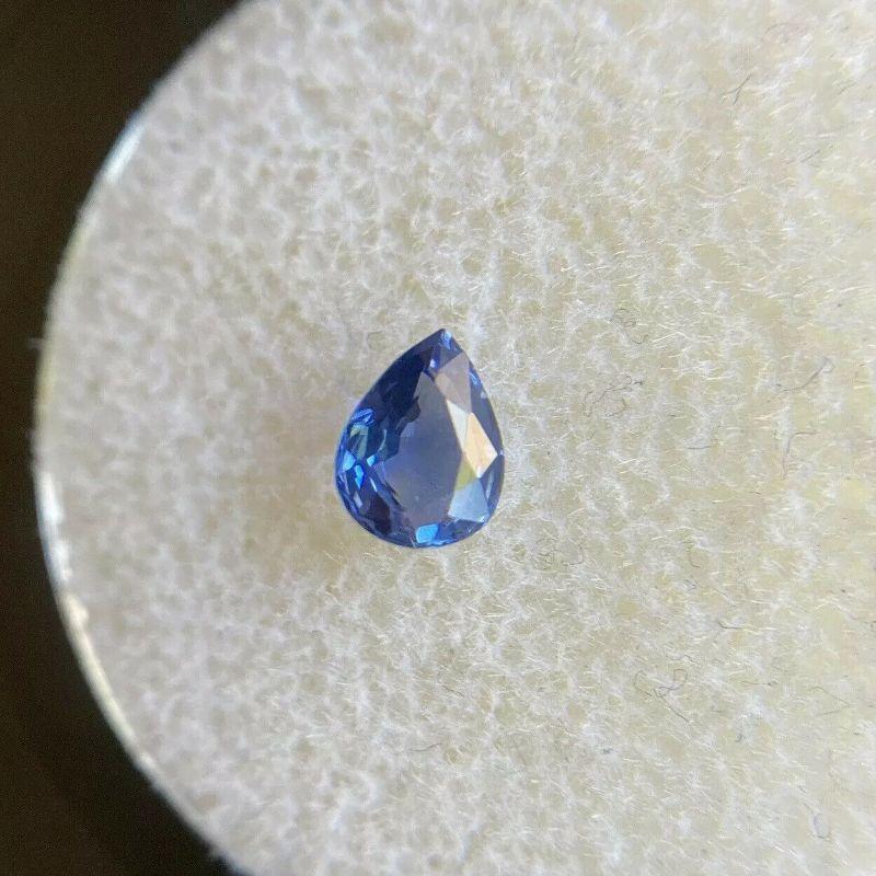 Natural Loose Blue Ceylon Sapphire 0.54ct Pear Cut Sri Lanka Loose Gem In New Condition In Birmingham, GB