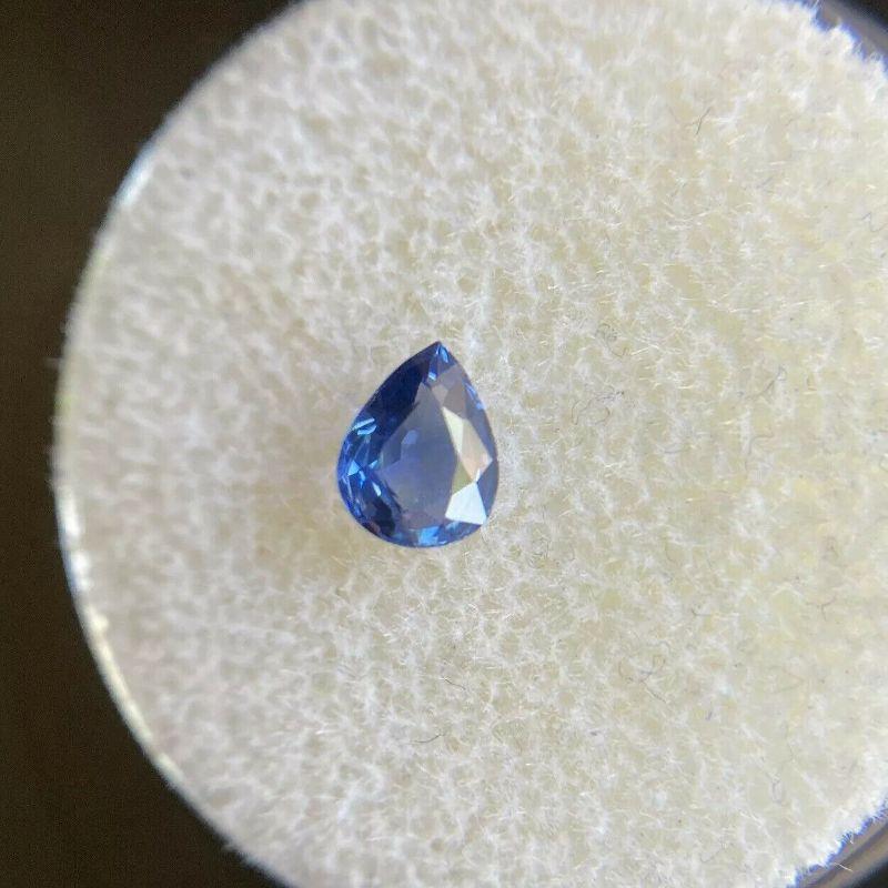 Women's or Men's Natural Loose Blue Ceylon Sapphire 0.54ct Pear Cut Sri Lanka Loose Gem