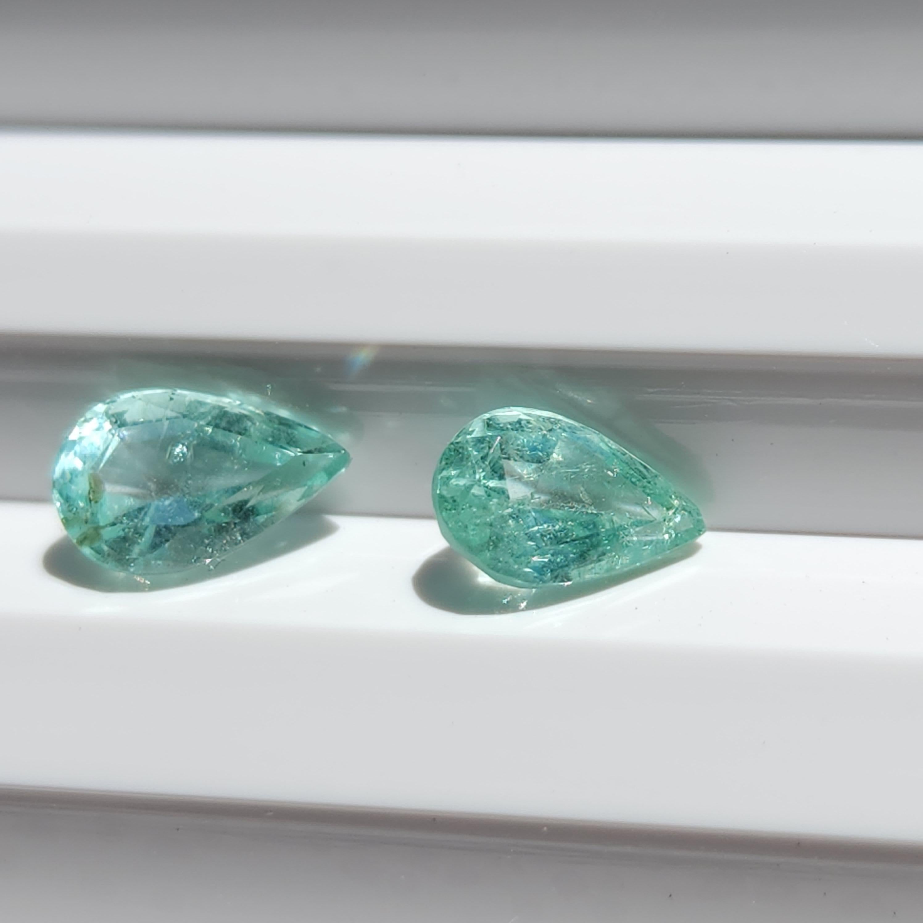 1.67Ct Natural Loose Emerald Pear Shape 2 Pcs In New Condition For Sale In רמת גן, IL