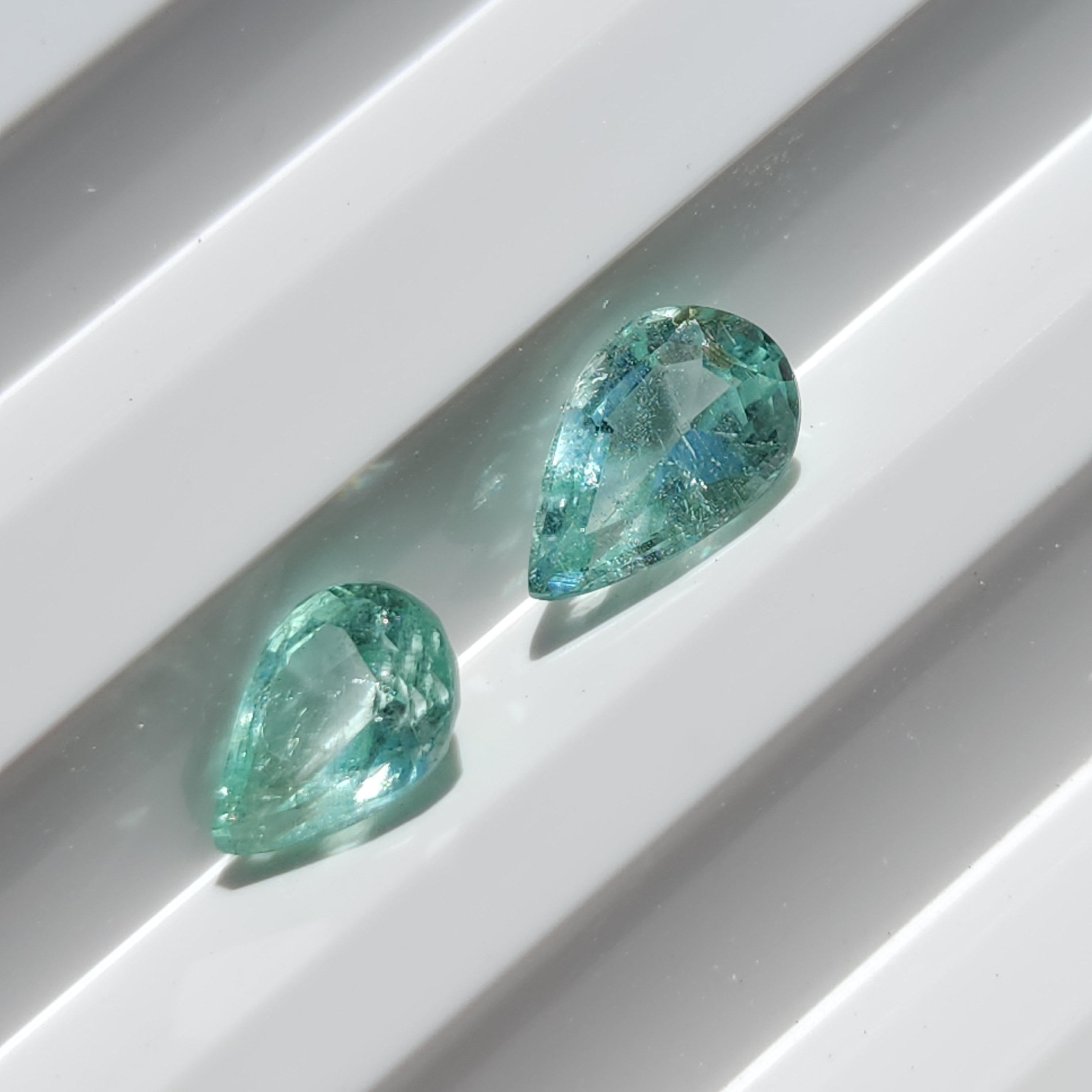 1.67Ct Natural Loose Emerald Pear Shape 2 Pcs For Sale 1