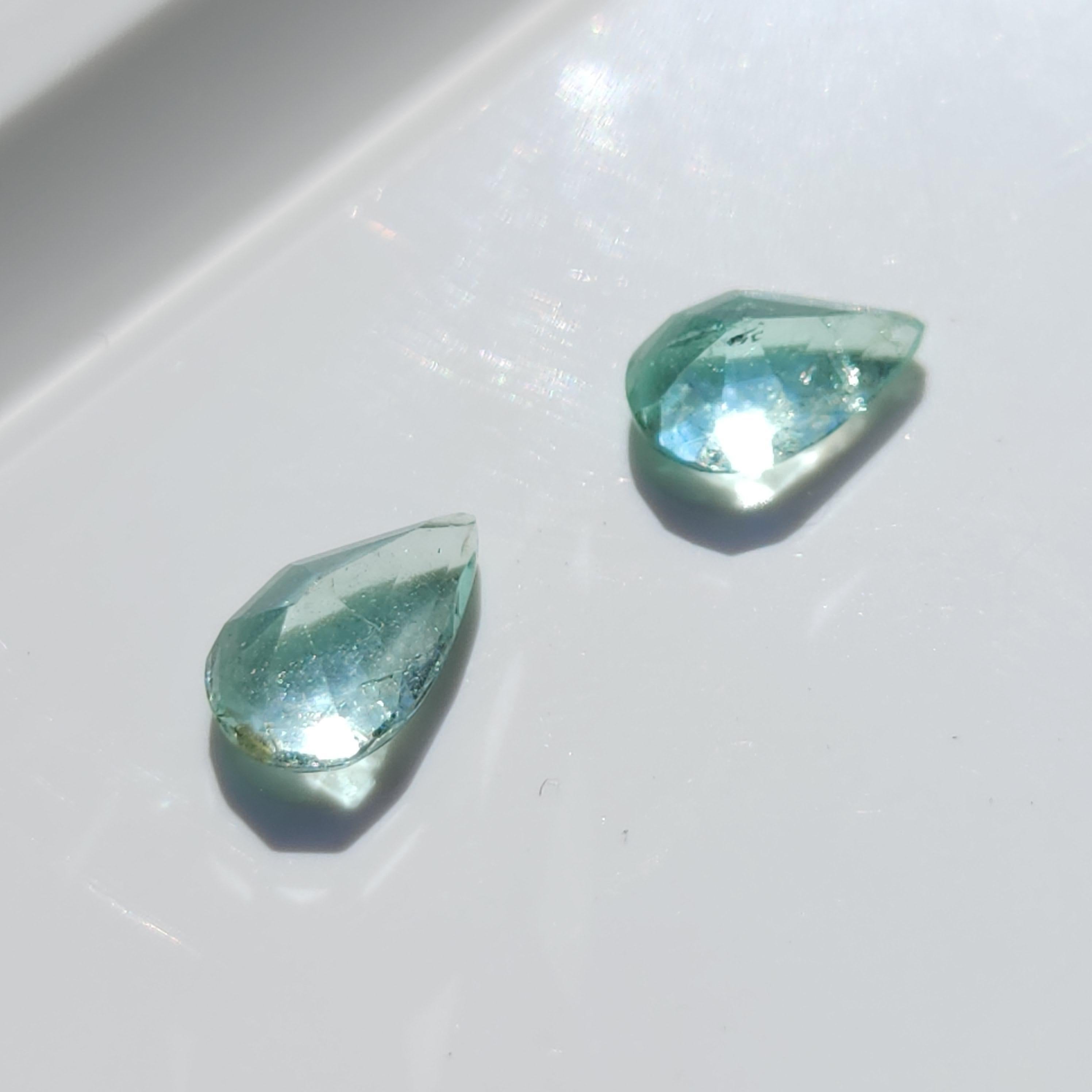 1.67Ct Natural Loose Emerald Pear Shape 2 Pcs For Sale 2