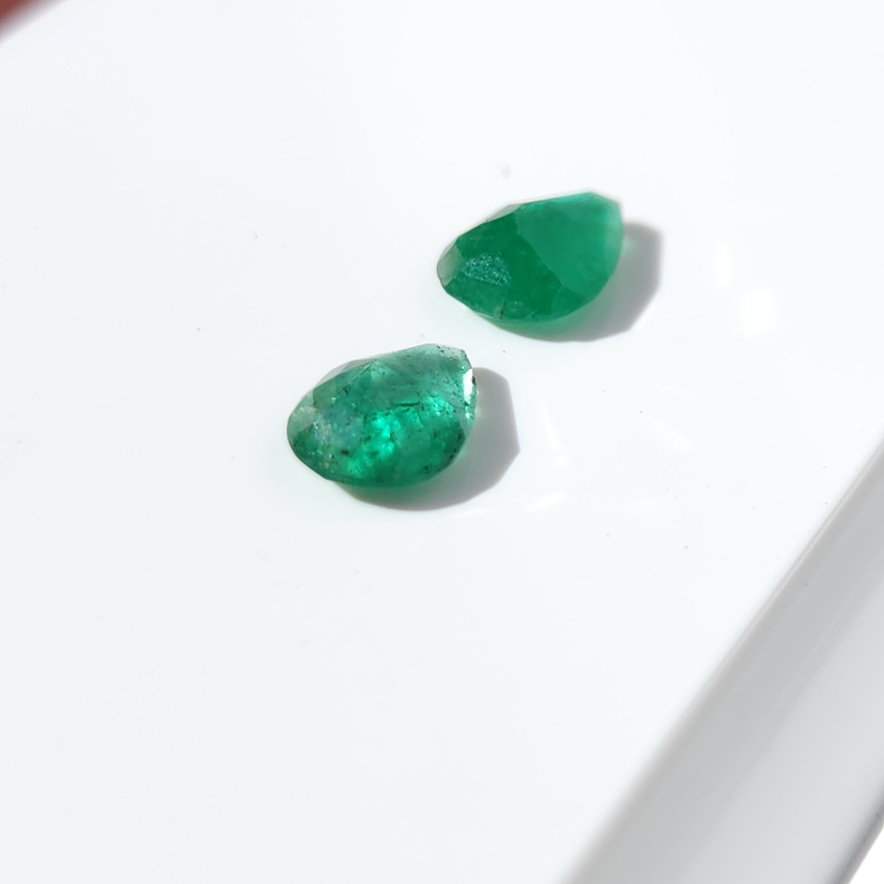Natural Loose Emerald Pear Shape 2 Pcs 2