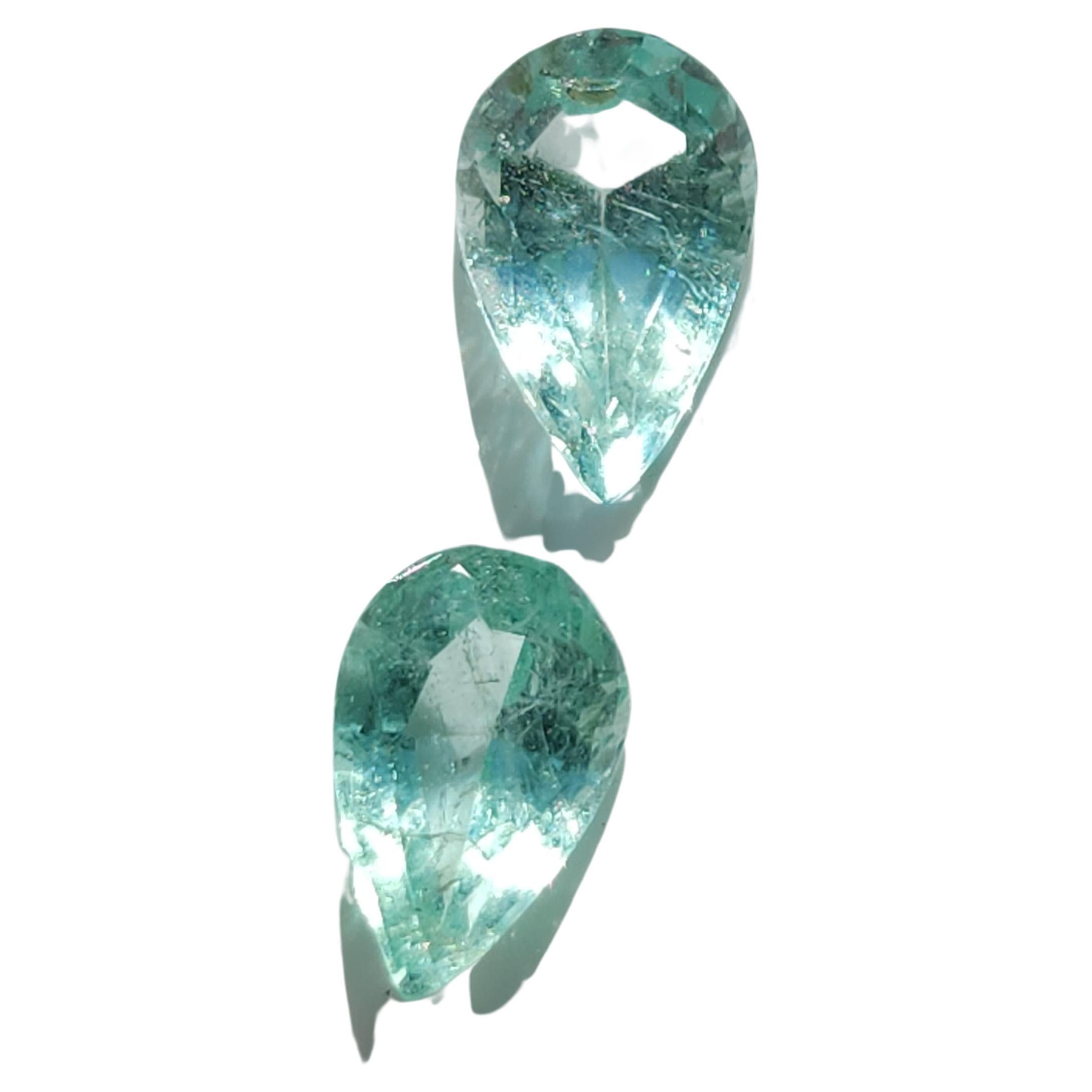 1.67Ct Natural Loose Emerald Pear Shape 2 Pcs For Sale