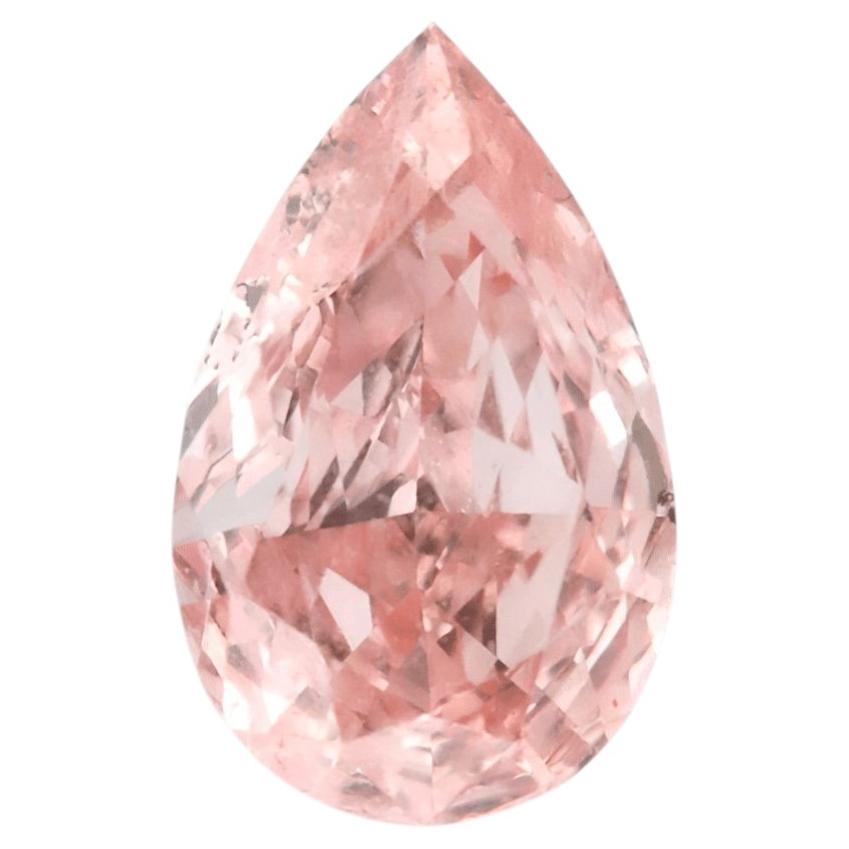 Diamant naturel en vrac, certifié GIA, 0,21 ct, taille poire, couleur rose orangé fantaisie (naturel) – SI1