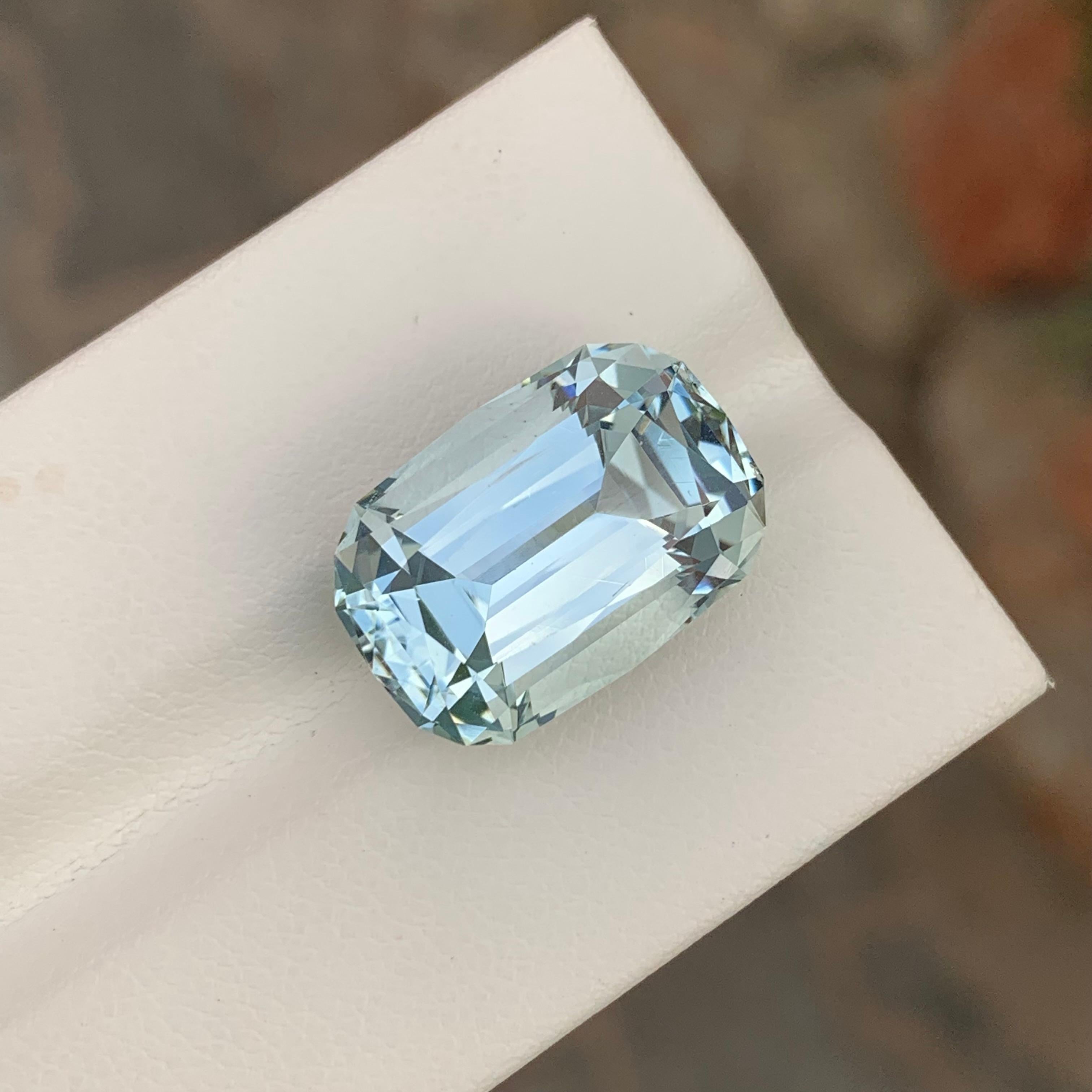 Une grande aigue-marine naturelle non sertie de 12,10 carats de forme coussin pour collier en vente 3