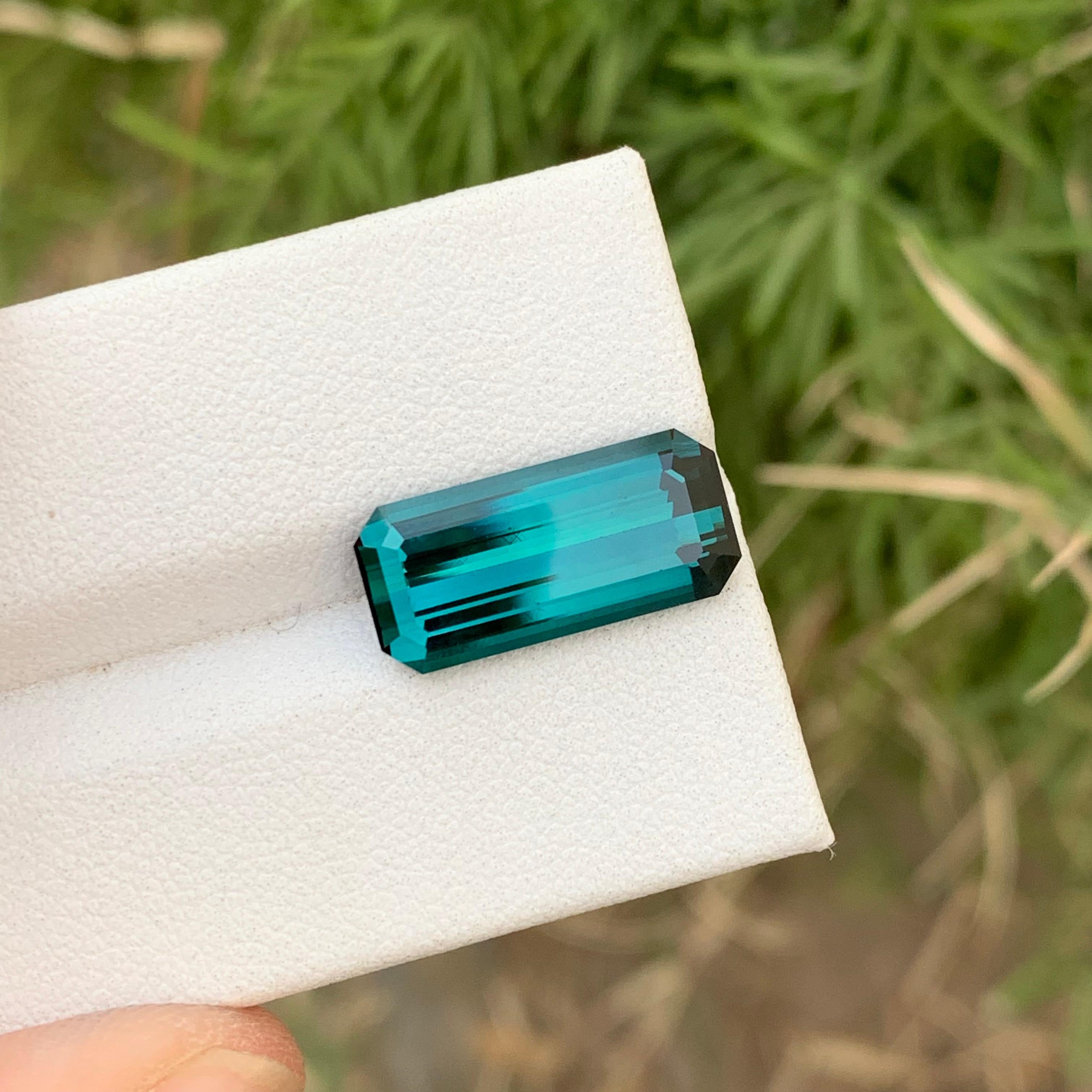 Natural Loose Indicolite Tourmaline 6.10 Carats Emerald Shape For Jewelry Making For Sale 4