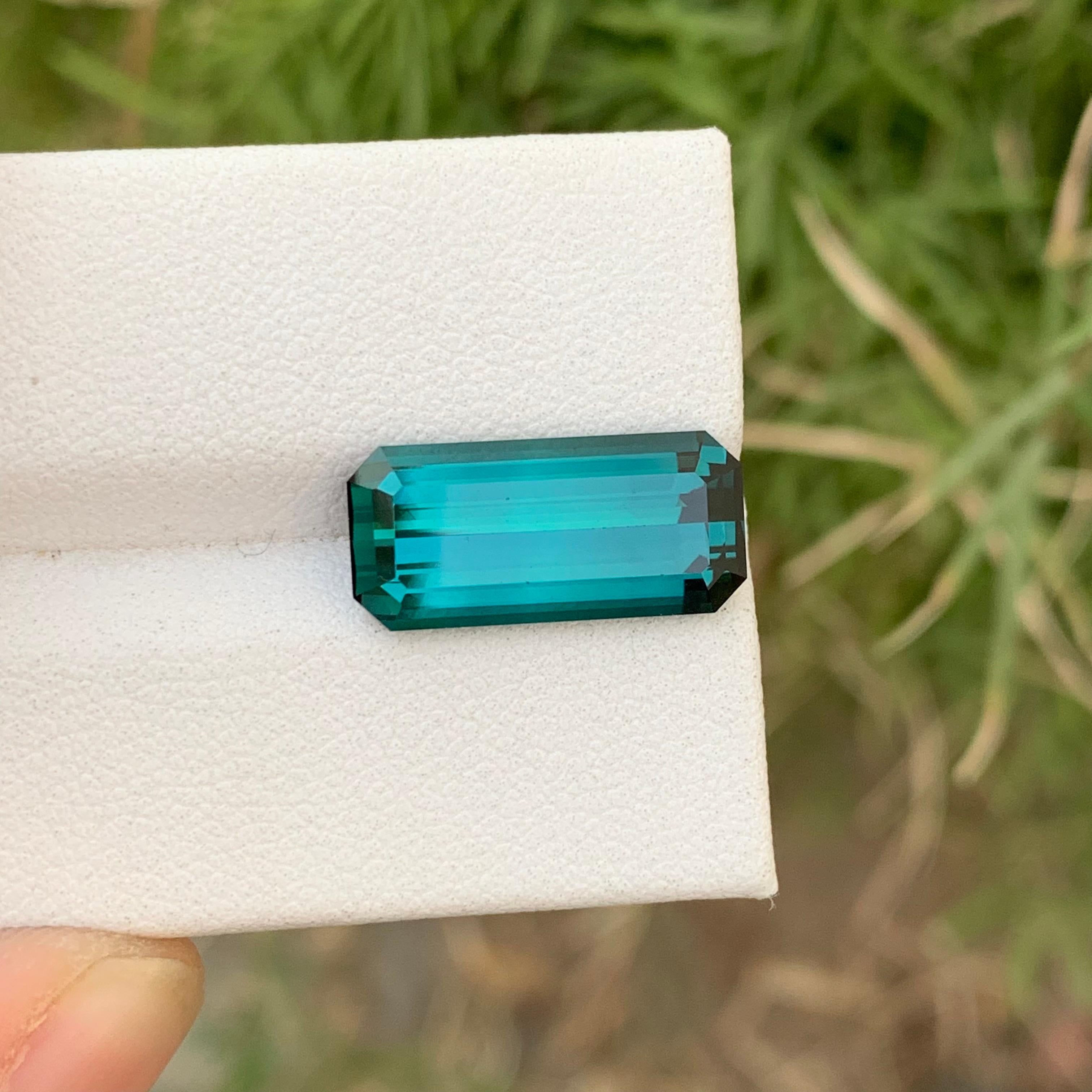 Natural Loose Indicolite Tourmaline 6.10 Carats Emerald Shape For Jewelry Making For Sale 5
