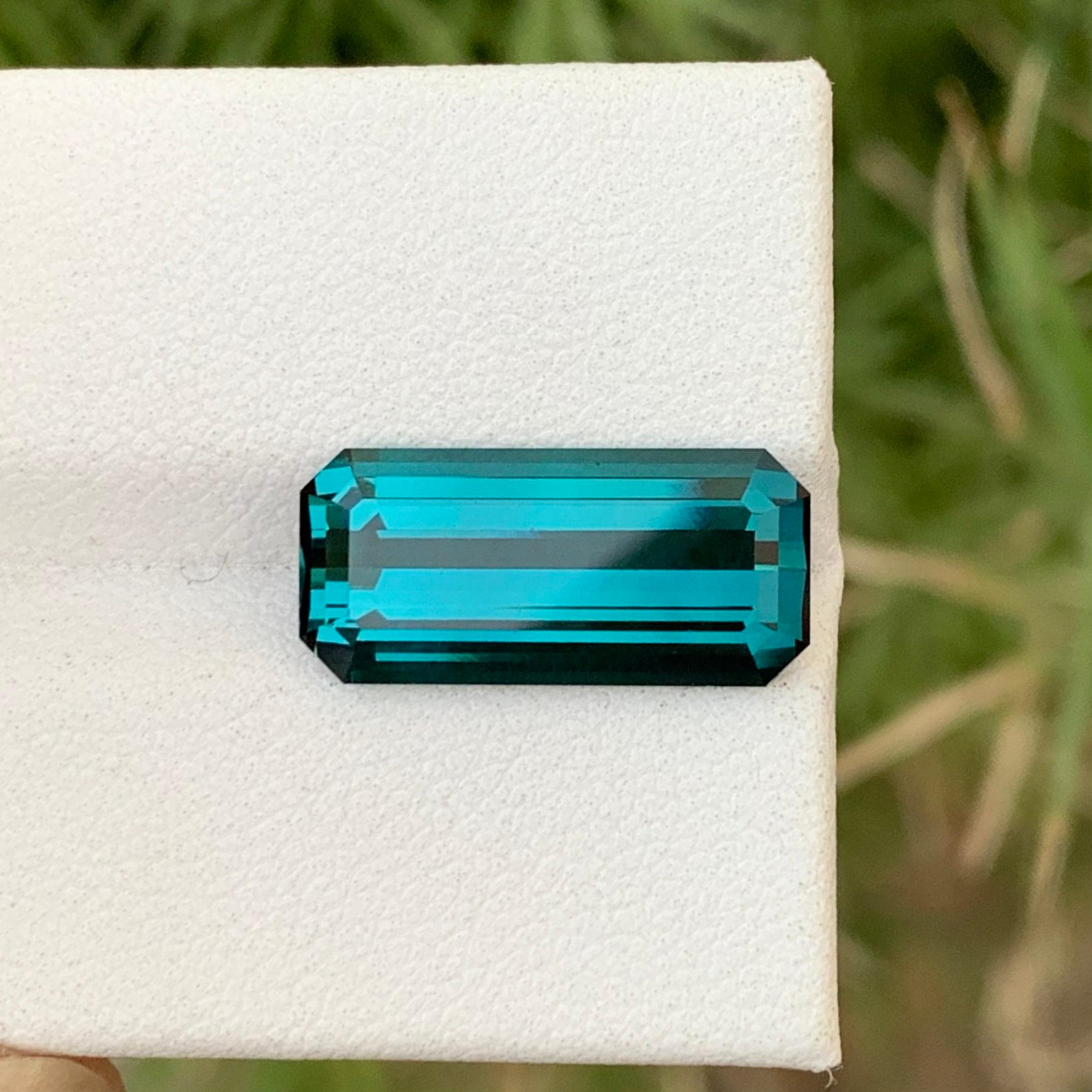 Natural Loose Indicolite Tourmaline 6.10 Carats Emerald Shape For Jewelry Making For Sale 6