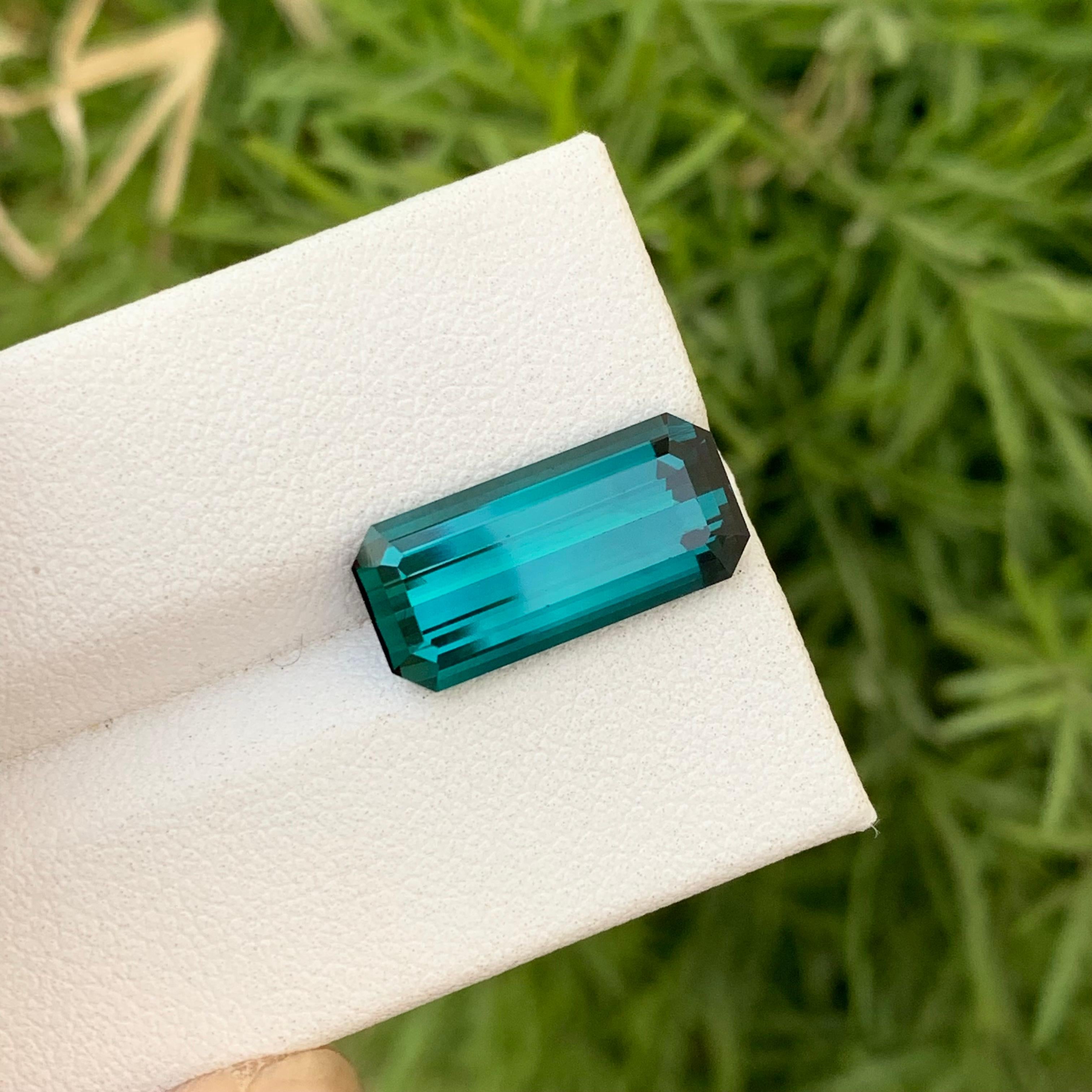 Natural Loose Indicolite Tourmaline 6.10 Carats Emerald Shape For Jewelry Making For Sale 8
