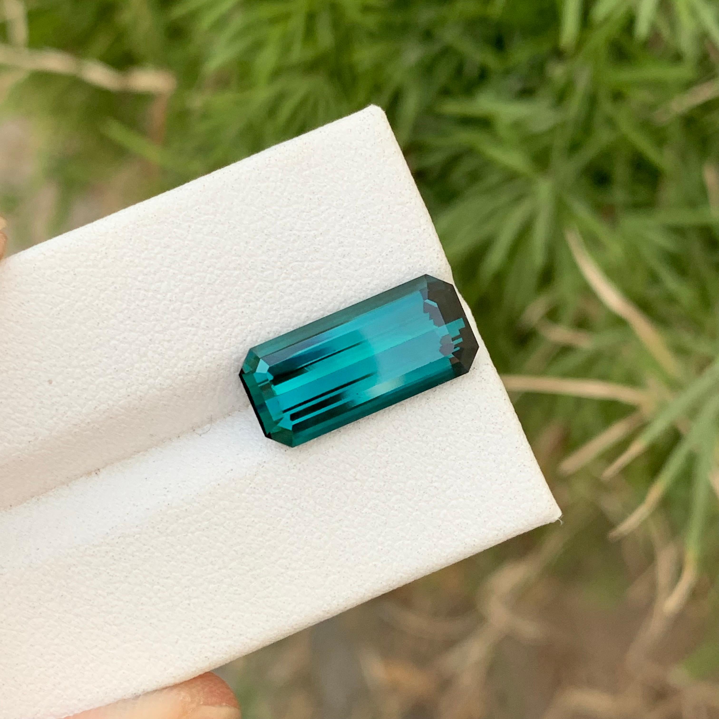 Natural Loose Indicolite Tourmaline 6.10 Carats Emerald Shape For Jewelry Making For Sale 12