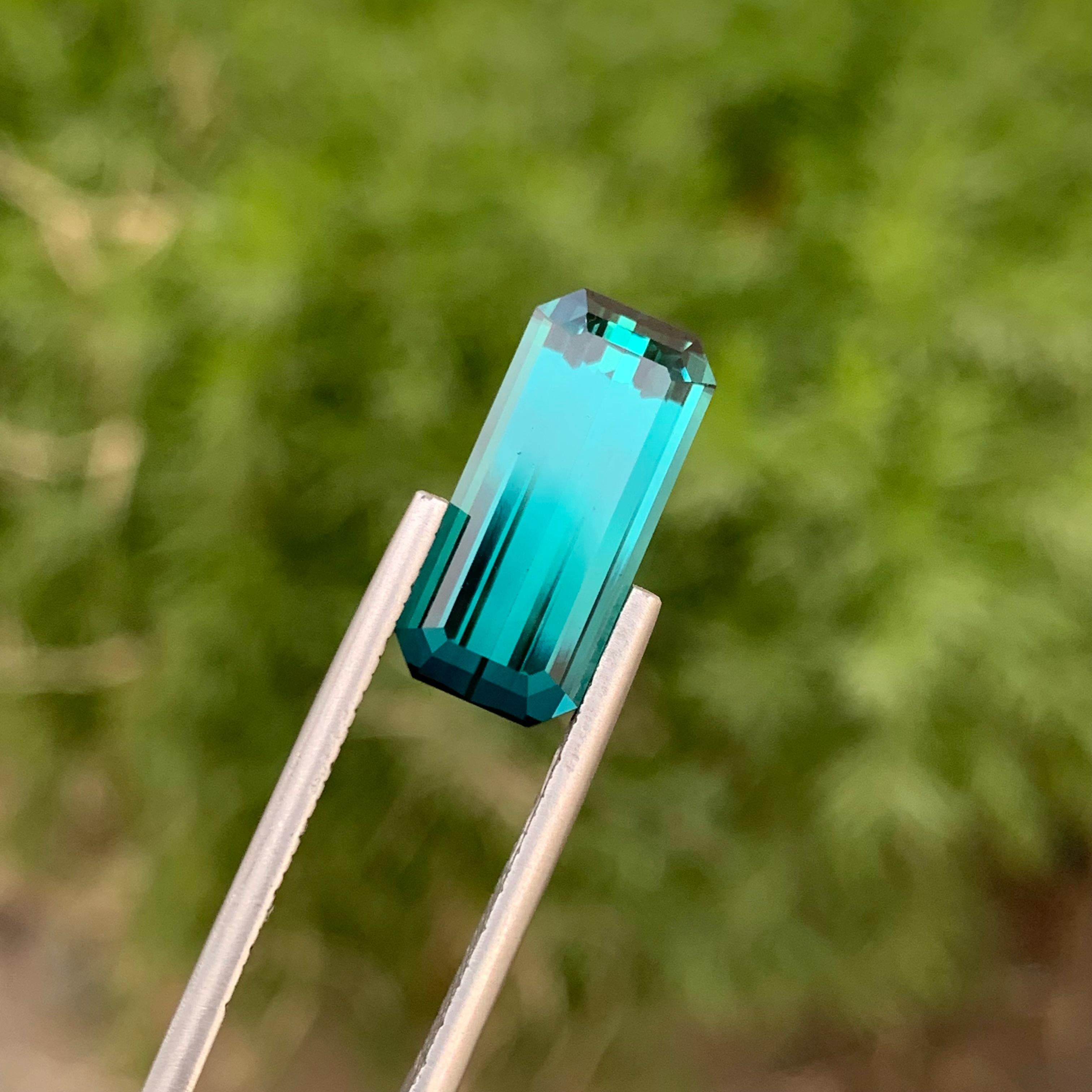 Natural Loose Indicolite Tourmaline 6.10 Carats Emerald Shape For Jewelry Making For Sale 2