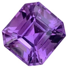 Améthyste violette naturelle non sertie du Brésil de 8,50 carats, taille Asscher, naissance de février