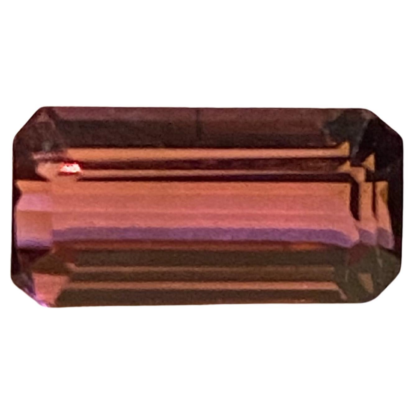 Natural Loose Purplish Red Tourmaline, Baguette Cut, 3.00ct (12mm x 6.5mm)