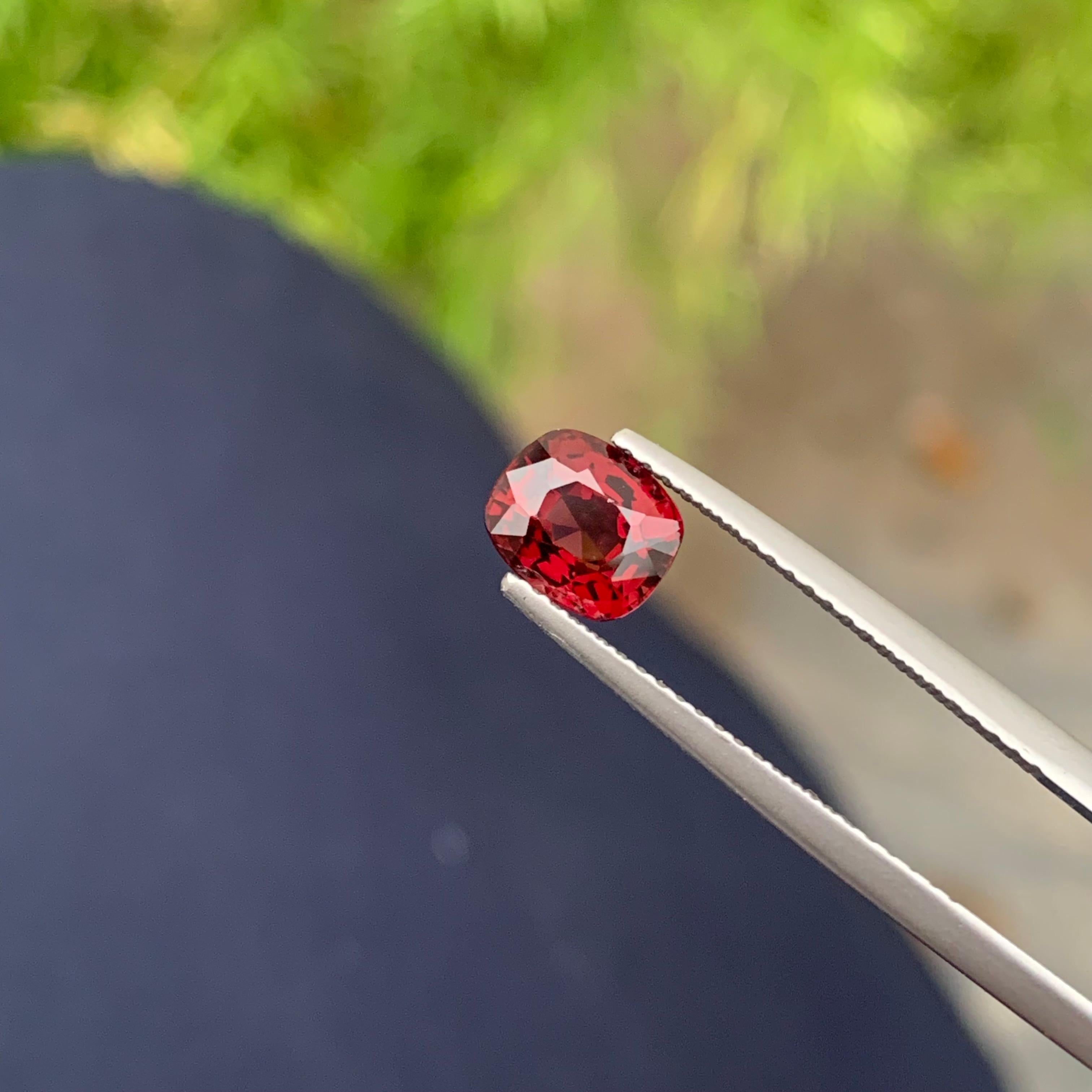 Arts and Crafts Natural Loose Red Burmese Spinel Cushion Cut Gemstone 1.60 Carat For Sale