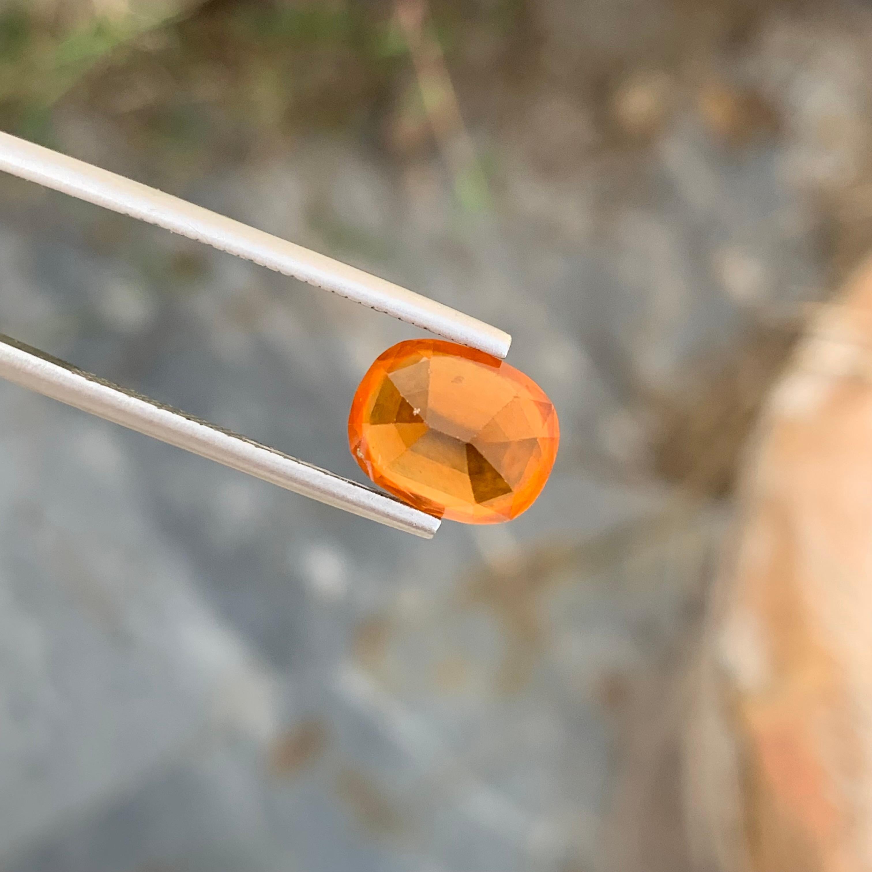 Natural Loose Smoky Orange Hessonite Garnet 5.40 Carat Cushion Gem For Ring  For Sale 4