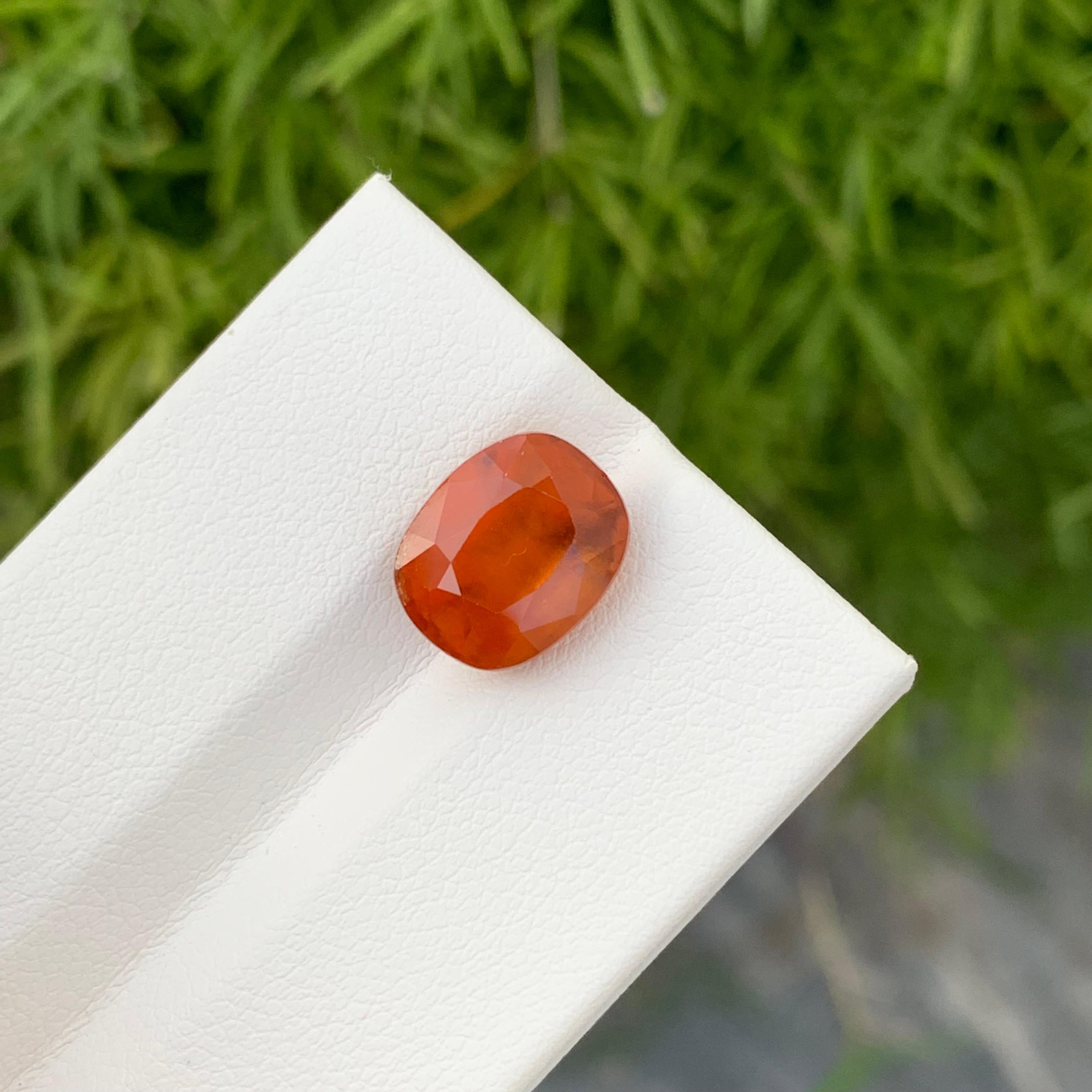 Arts and Crafts Natural Loose Smoky Orange Hessonite Garnet 5.40 Carat Cushion Gem For Ring For Sale