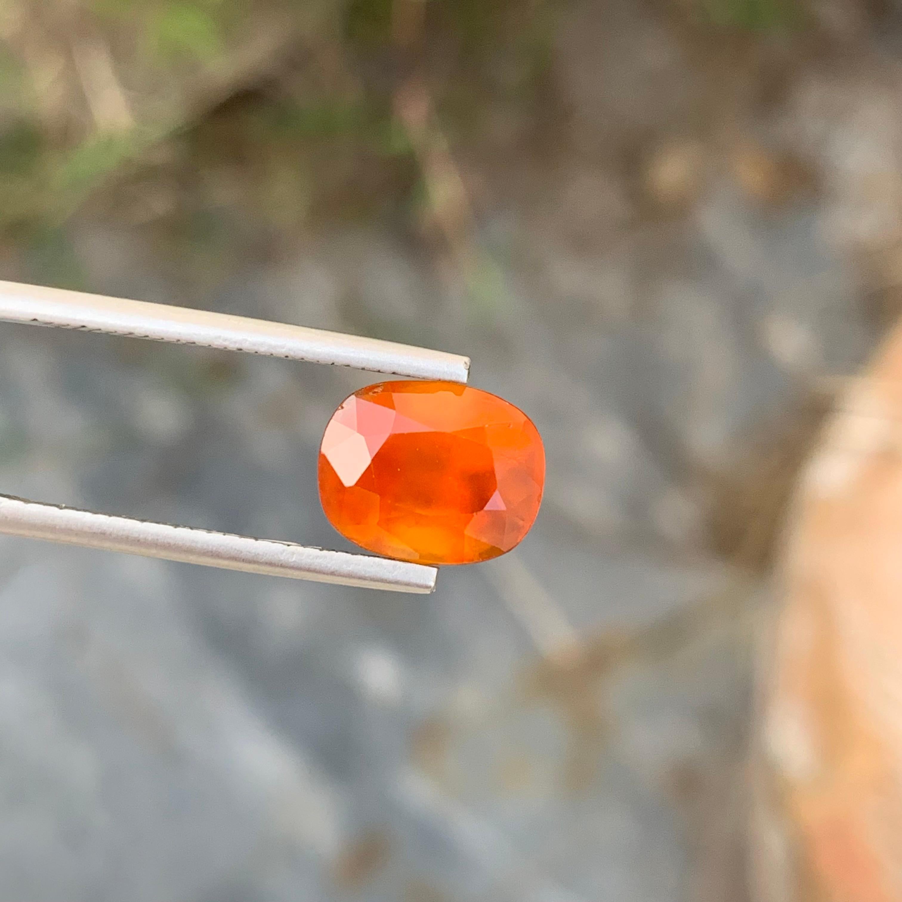 Women's or Men's Natural Loose Smoky Orange Hessonite Garnet 5.40 Carat Cushion Gem For Ring  For Sale