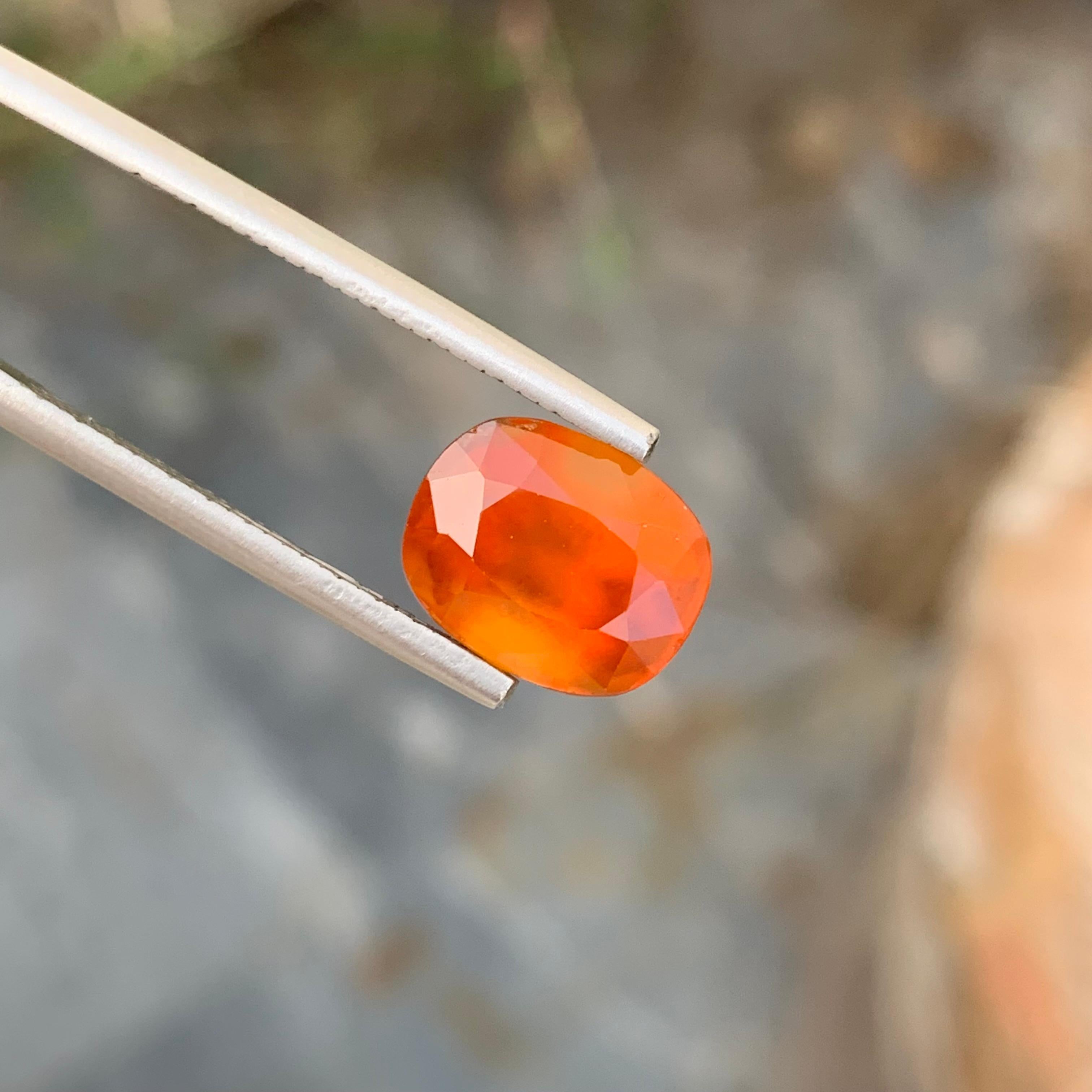 Natural Loose Smoky Orange Hessonite Garnet 5.40 Carat Cushion Gem For Ring  For Sale 1