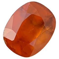 Bague avec grenat hessonite orange fumé naturel taille coussin de 5.40 carats 