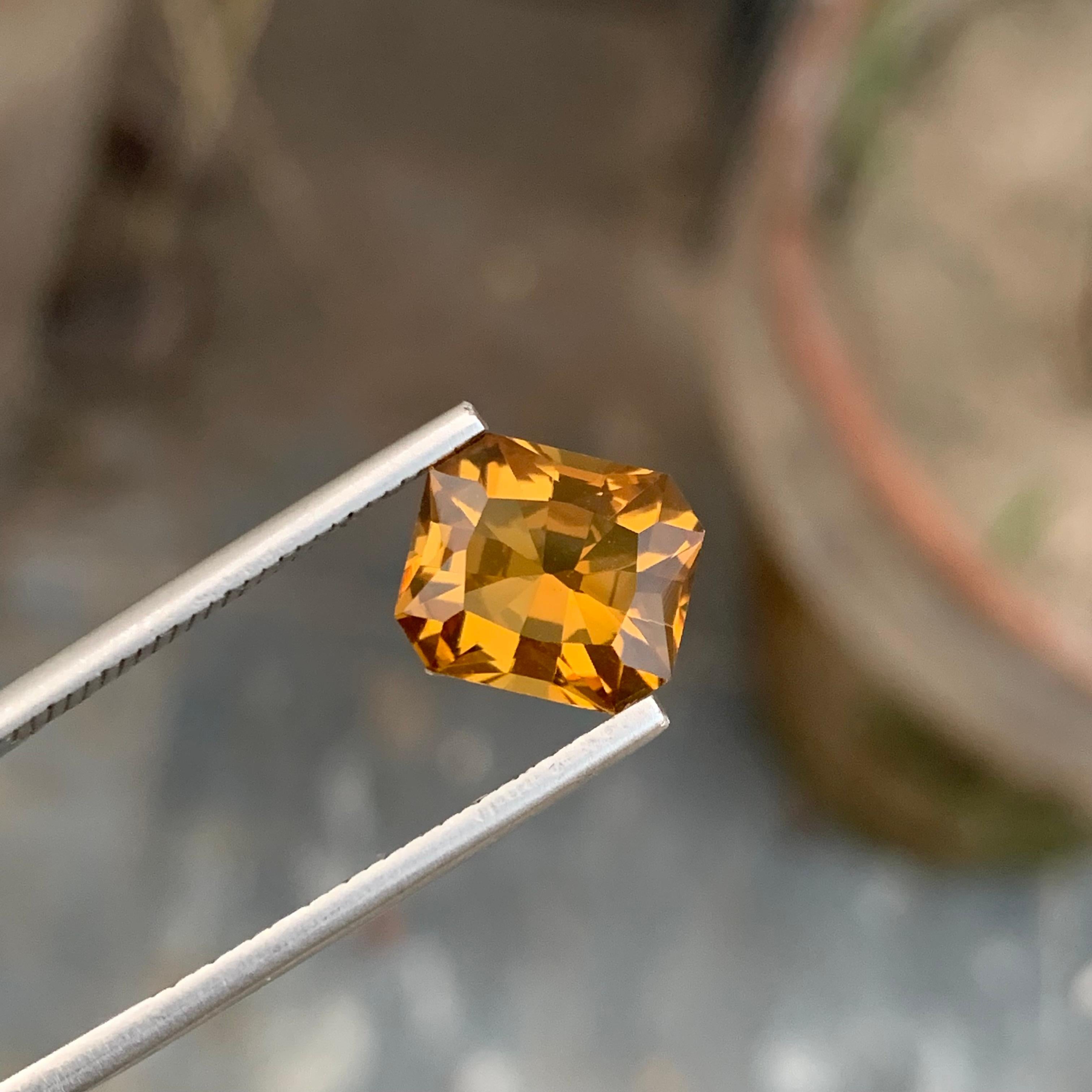 Loose citrine
Weight: 3.45 Carats 
Dimension: 10x8.7x6.1 Mm
Origin: Brazil
Shape: Fancy Emerald 
Color: Yellow
Treatment: Non
Certificate : On Demand
Citrine, a radiant gemstone boasting shades from pale yellow to deep golden hues, is cherished for