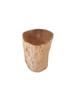 Natural Lychee Wood Side Table — Sculptural Solid Form, Hand-Crafted