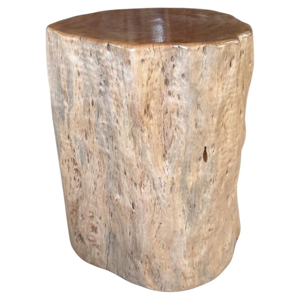 Natural Lychee Wood Side Table — Sculptural Solid Form, Hand-Crafted For Sale