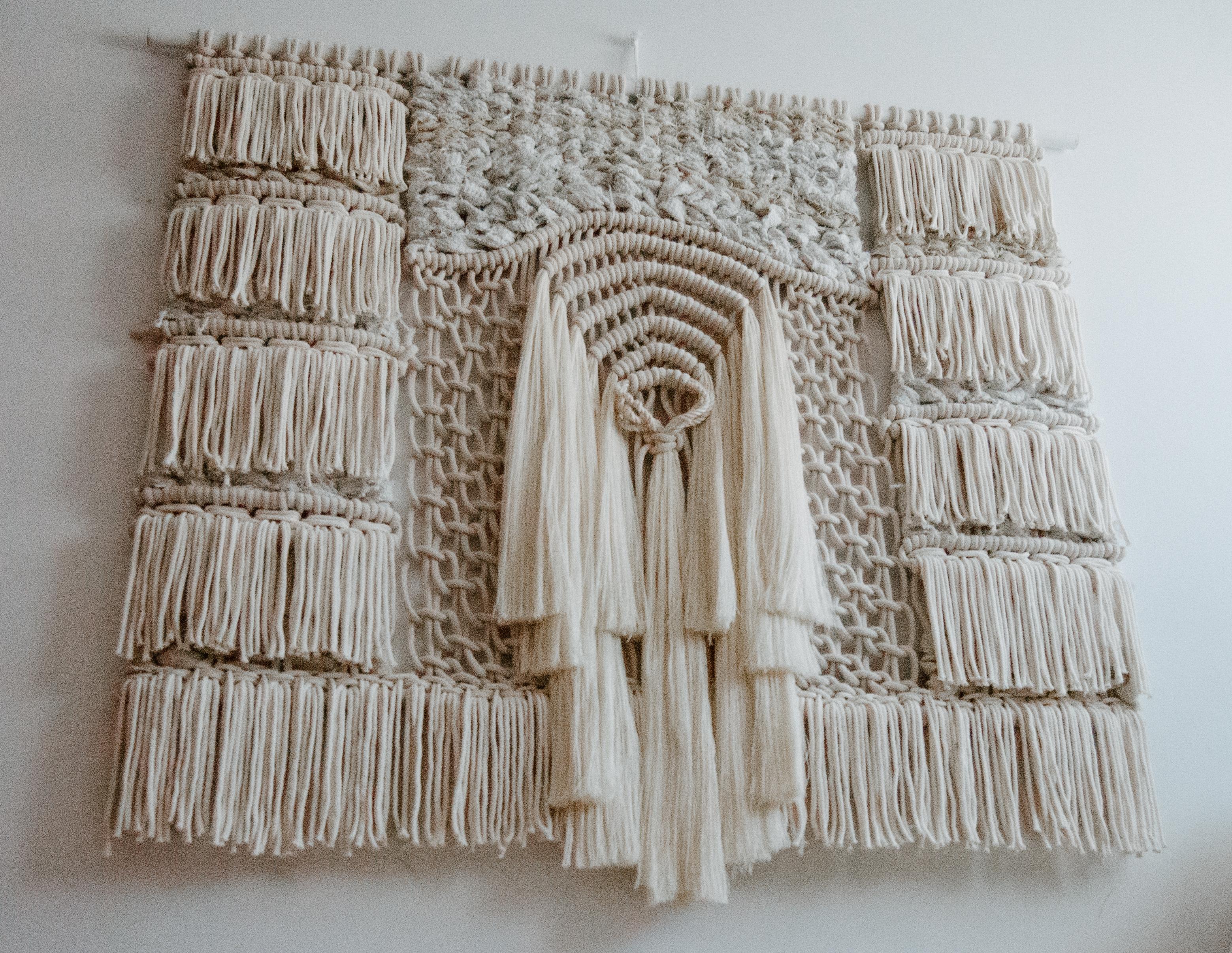 This Macrame Wall Art is the perfect size to display as headboard or hanging above your sofa or entrance to impress your guest with a sophisticated and elegant aesthetic. A beautiful piece of textile art that combines macrame and handwoven