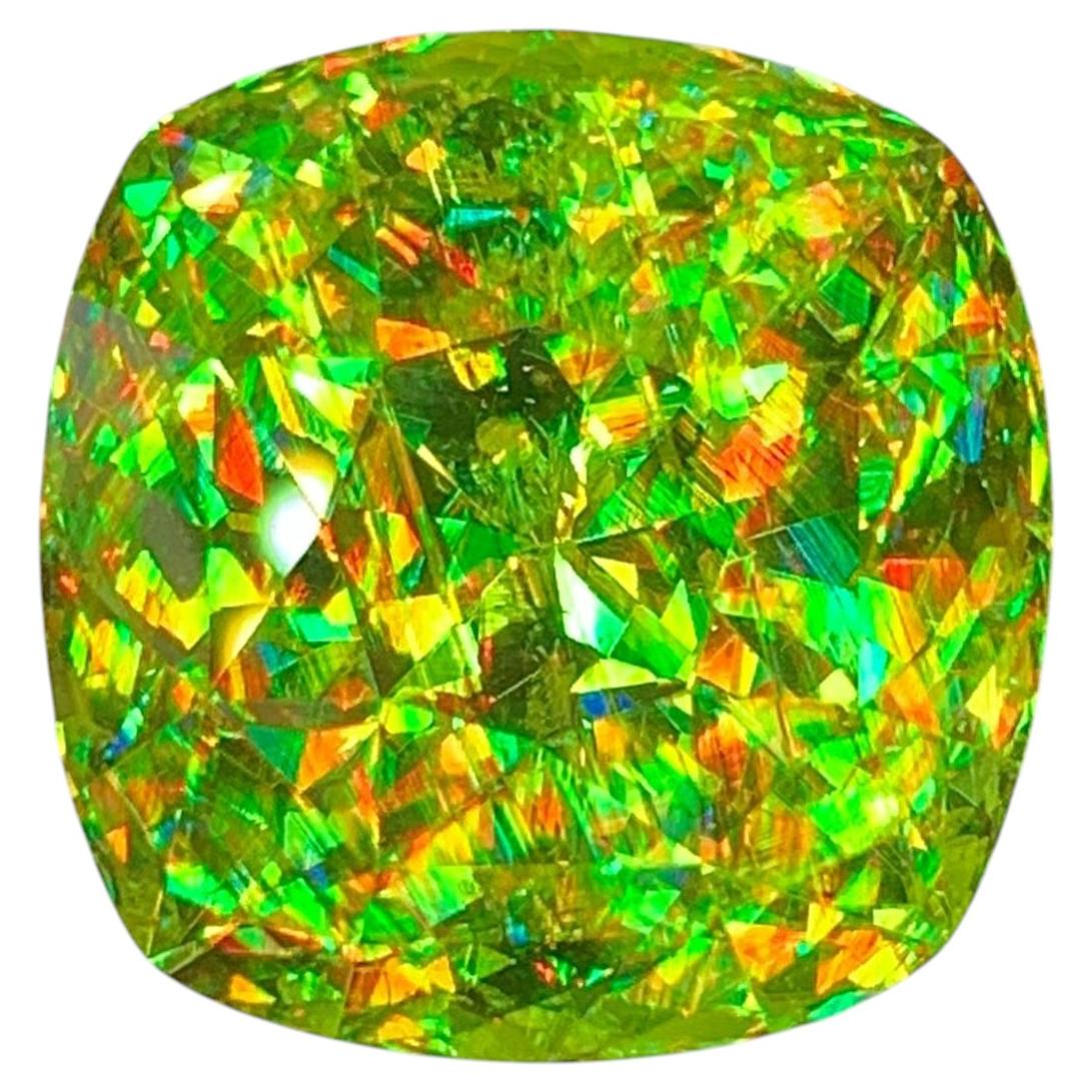 Natural Madagascar Sphene (Titanite) 26.29 Carat – Cushion Cut Rainbow Fire